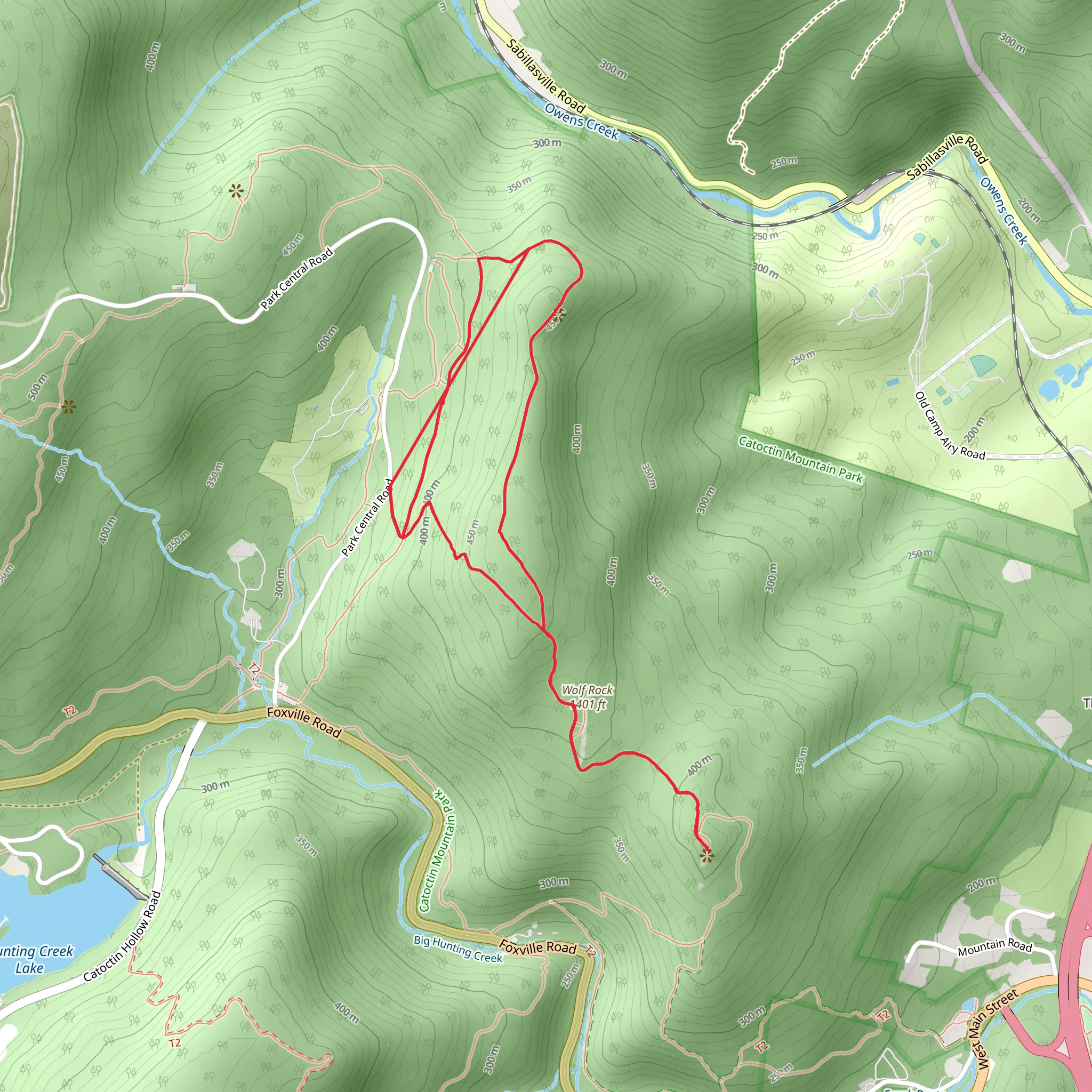 Wolf Rock and Chimney Rock via Hog Rock Trail and 8 Mile Loop trail mobile static map