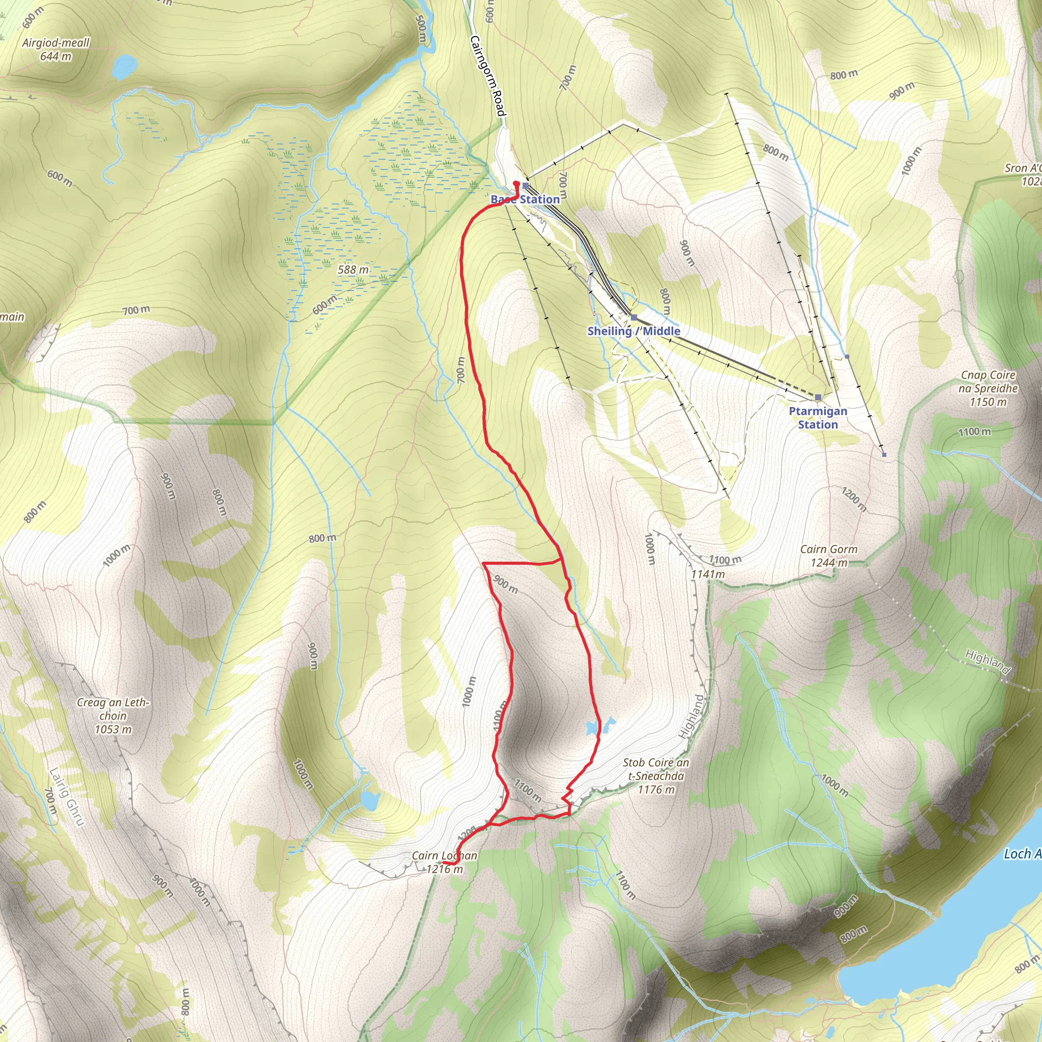 Cairn Lochan and Fiacaill Ridge - Cairngorms mobile static map