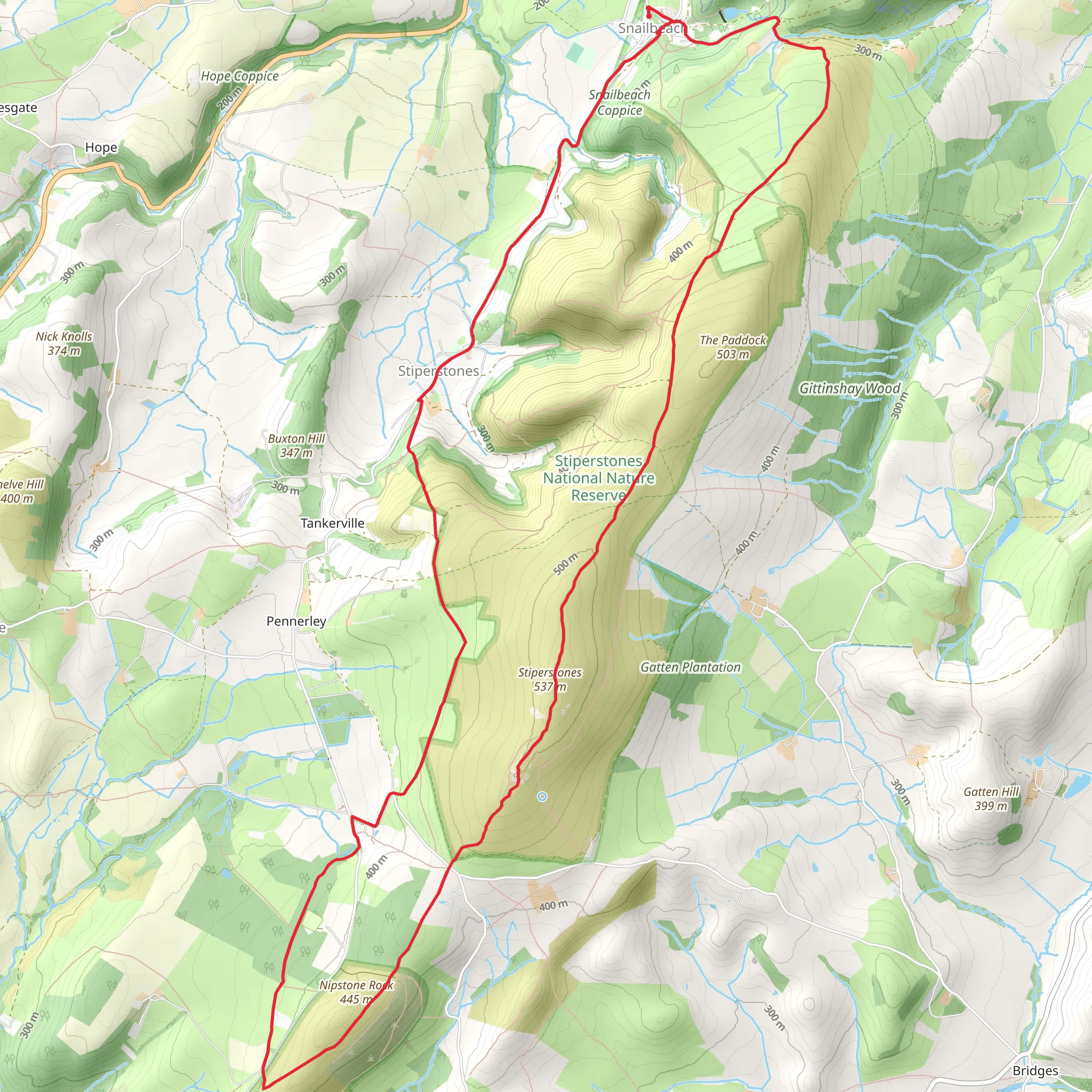 The Bog Mine, Manstone Rock, Devil's Chair and Shepherd's Rock Loop - Snailbeach mobile static map