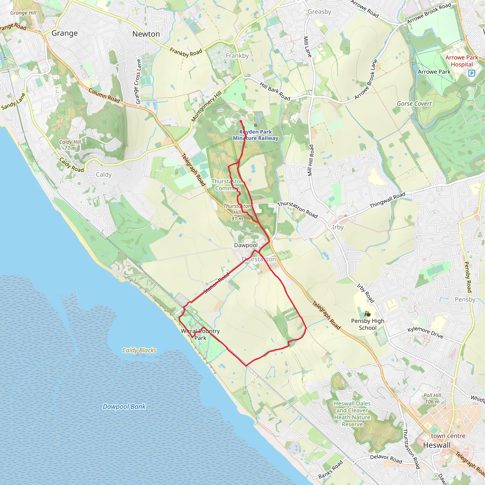 Thurstaston Common and Coast mobile static map