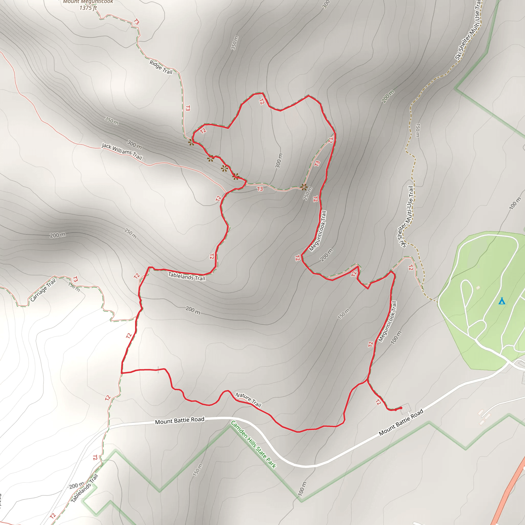 Megunticook Loop Trail mobile static map