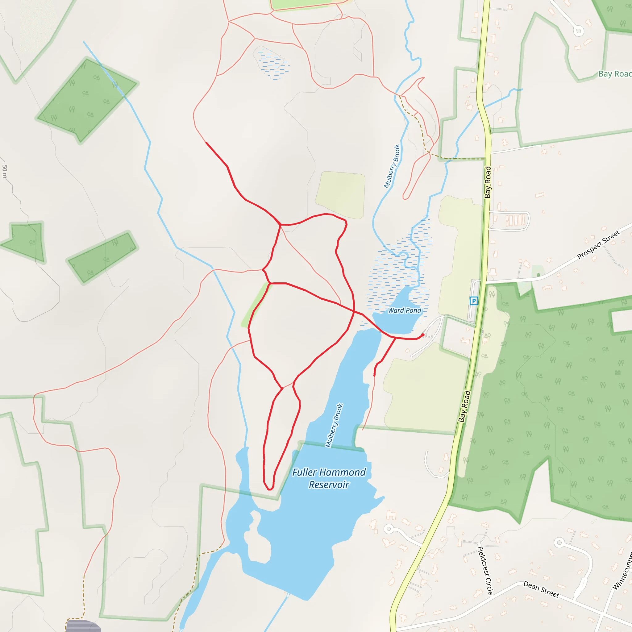 Fuller Hammond Reservoir and Ward Pond Loop mobile static map