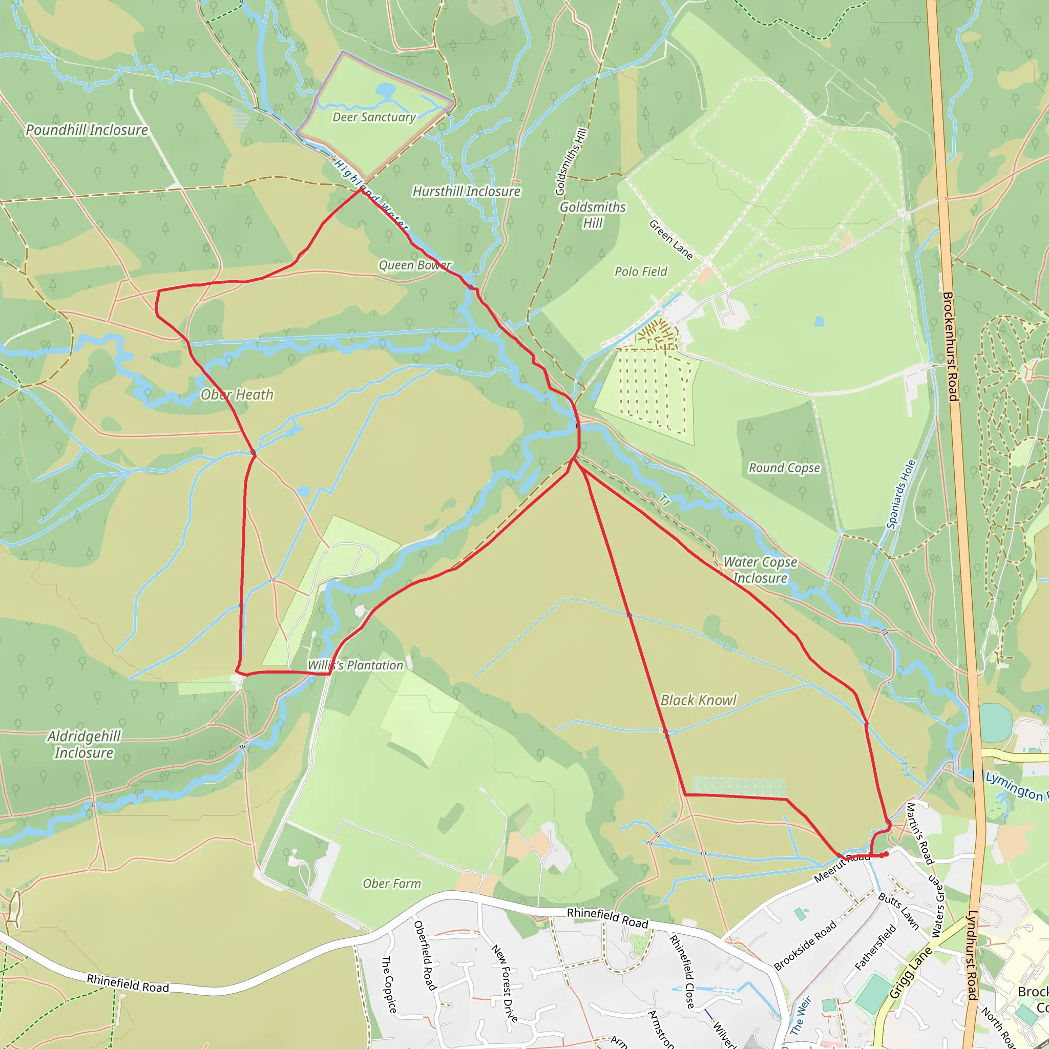 Brockenhurst - Black Knowl and Ober Water mobile static map