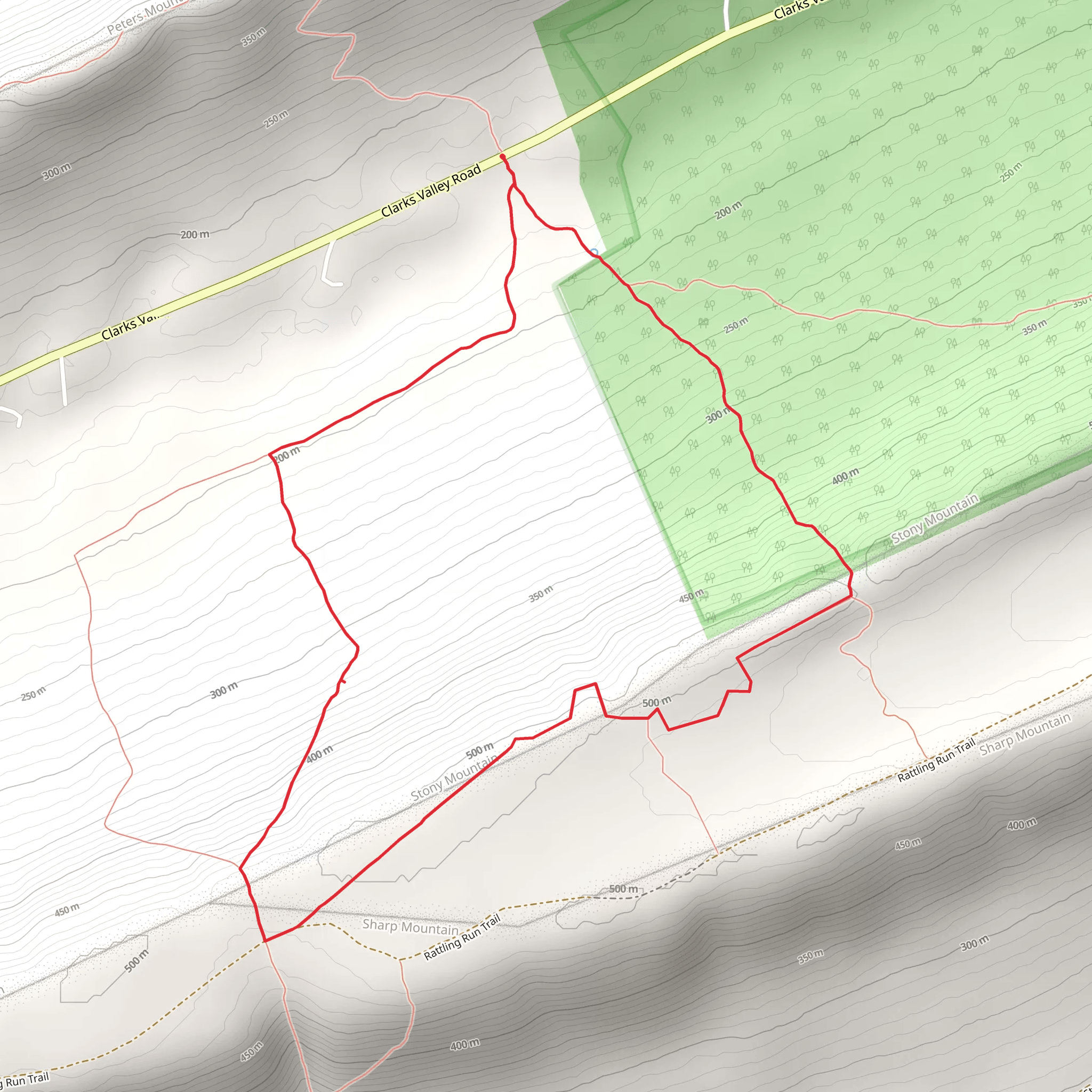 Clarks Valley Road Southern Loop Trail mobile static map