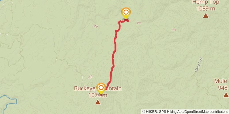 Jacks River to Cowpen Mountain alt 1 Map
