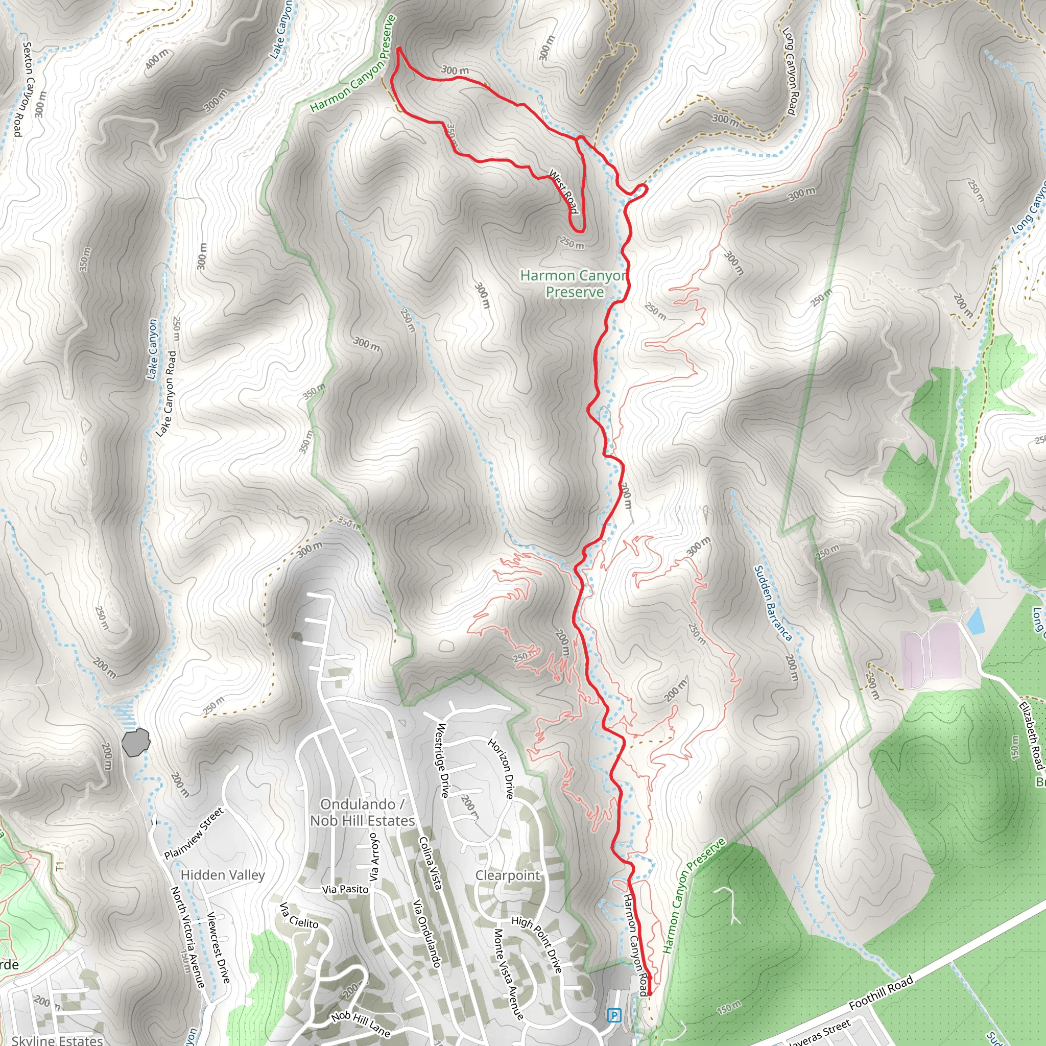 Harmon Canyon and west Road Loop mobile static map