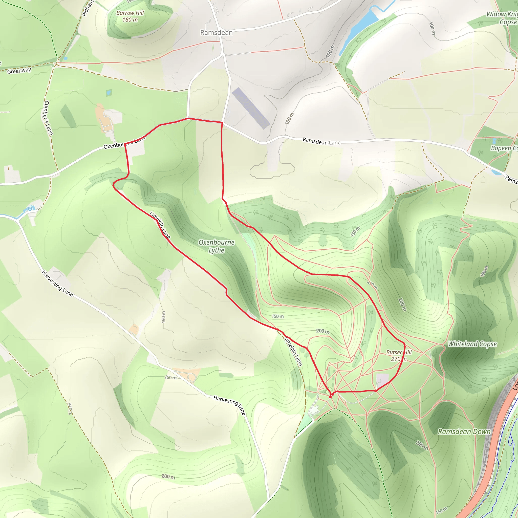 Butser Hill and Oxenbourne Lythe Loop mobile static map