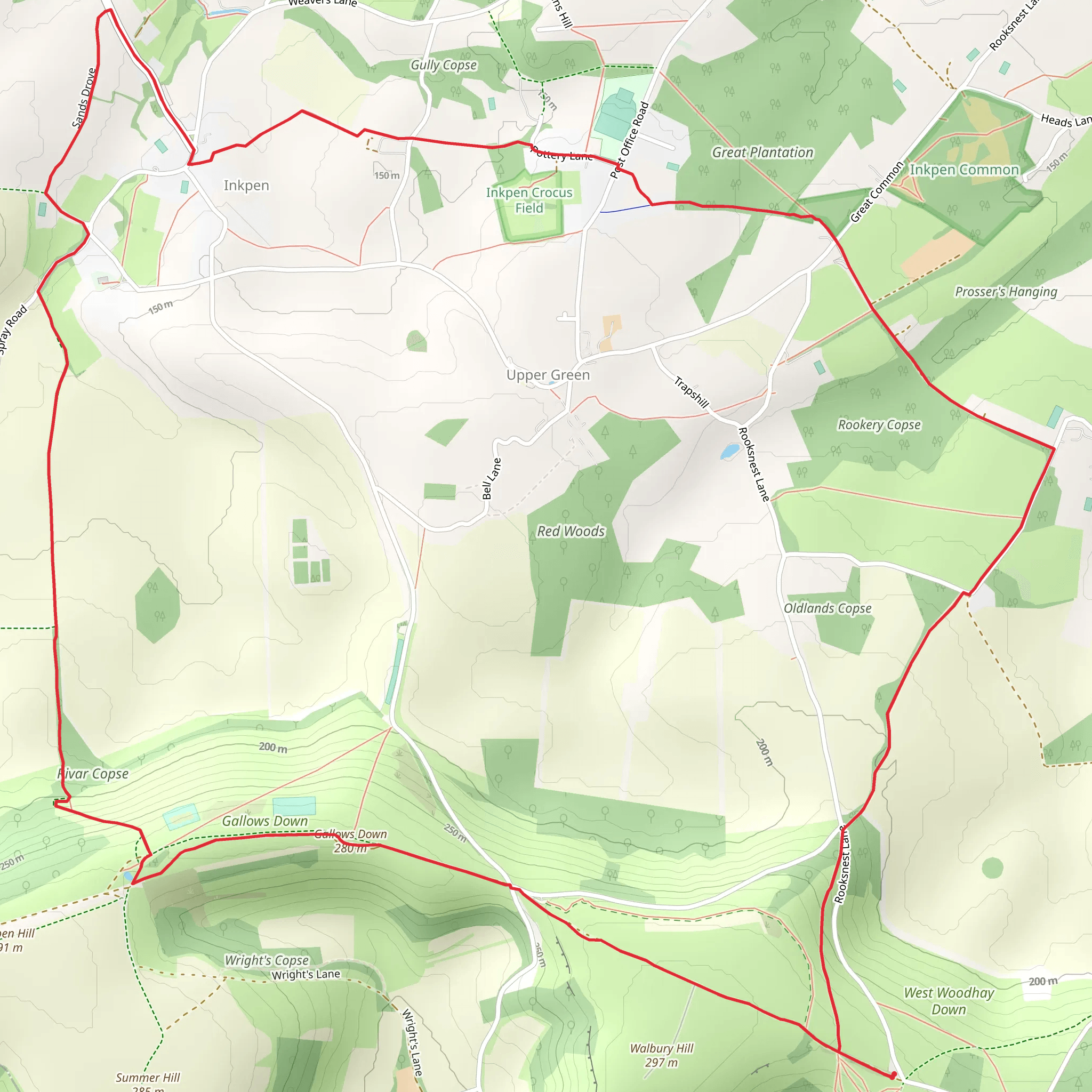 Coombe Gibbet and Walbury Hill near Inkpen mobile static map