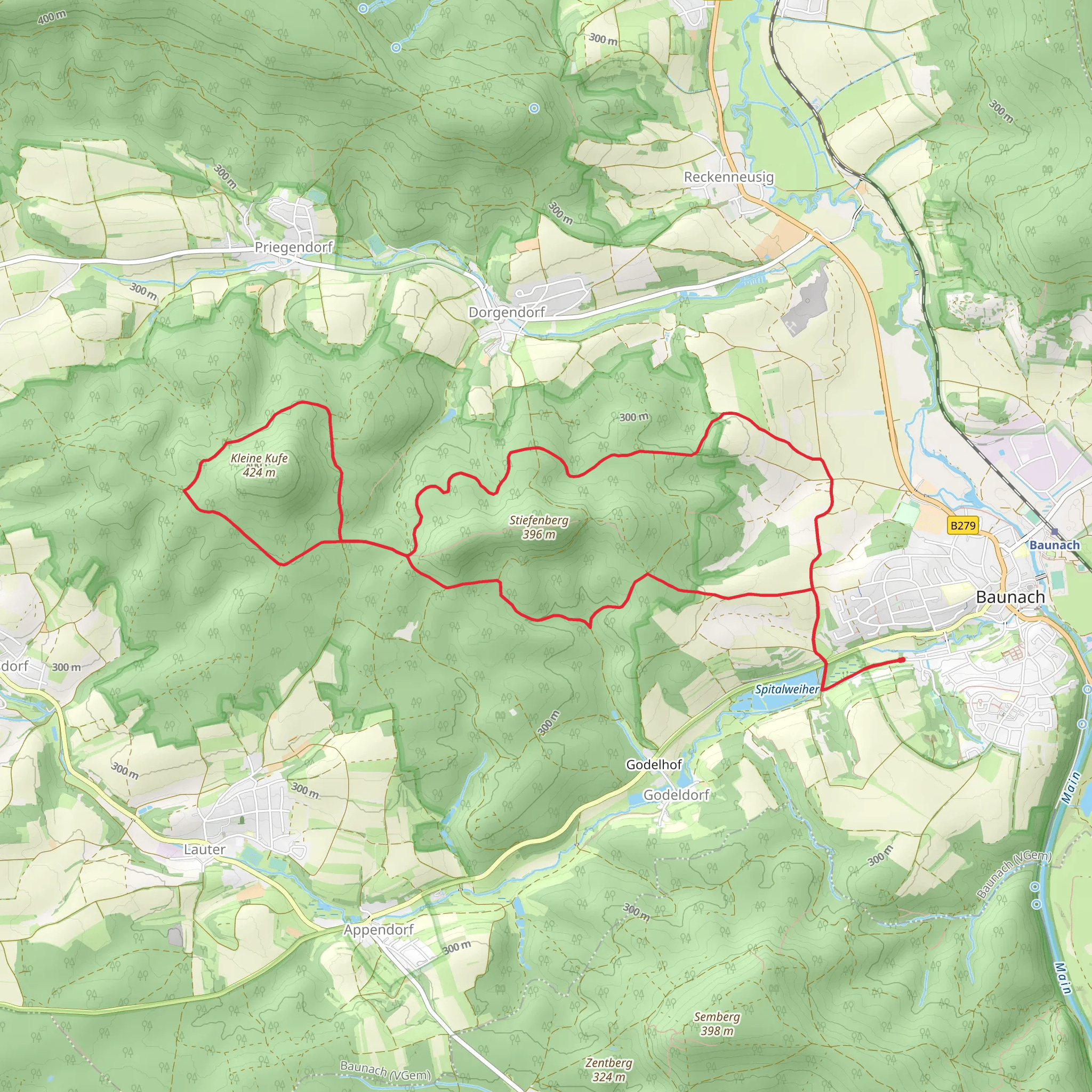 Kleine Kufe and Obermaintal Loop via Eulen Wanderweg mobile static map