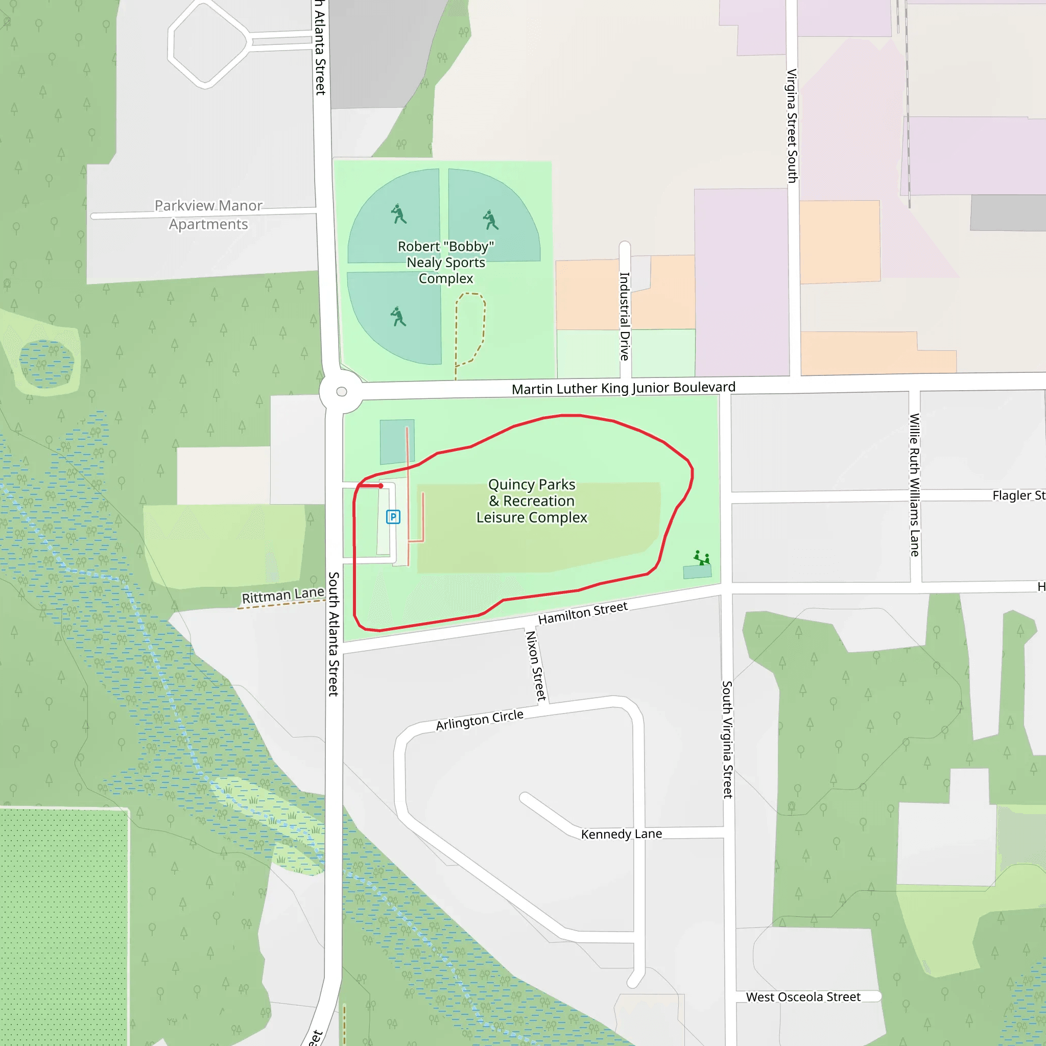 Quincy Parks and Recreation Leisure Complex Loop mobile static map