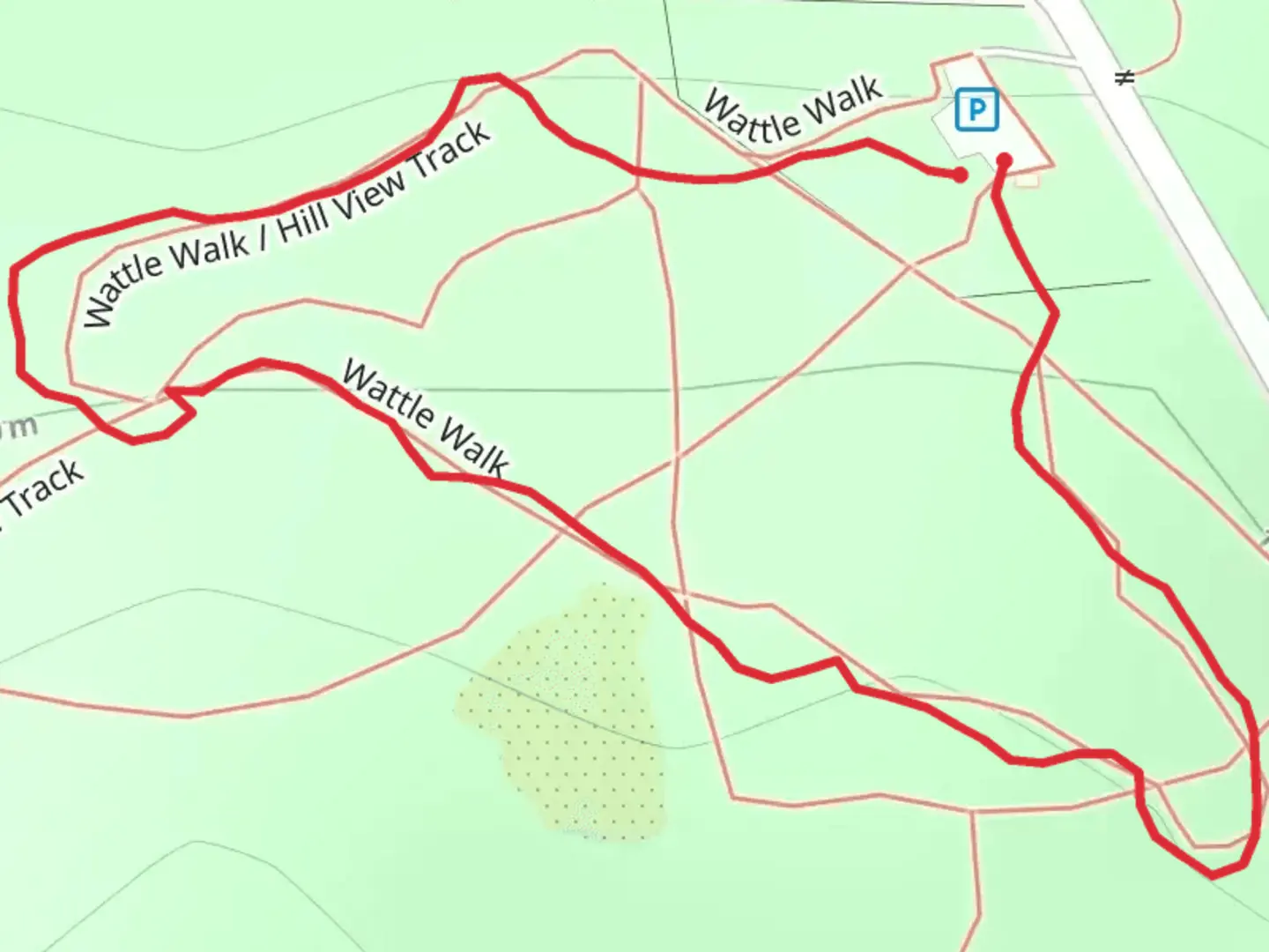 An image depicting the trail Wattle Walk and its surrounding area.