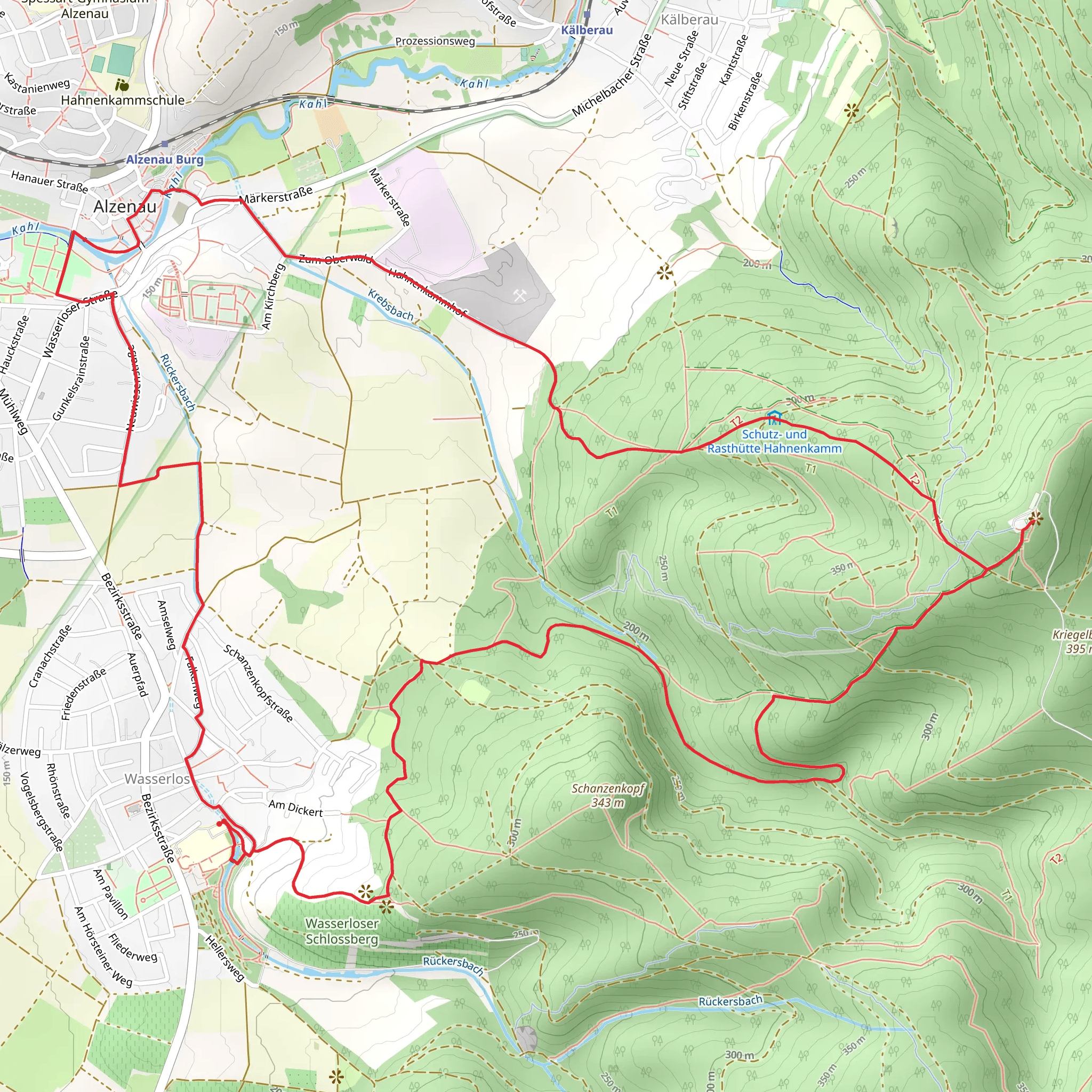 Hohnenkamm via Kulturweg Alzenau mobile static map