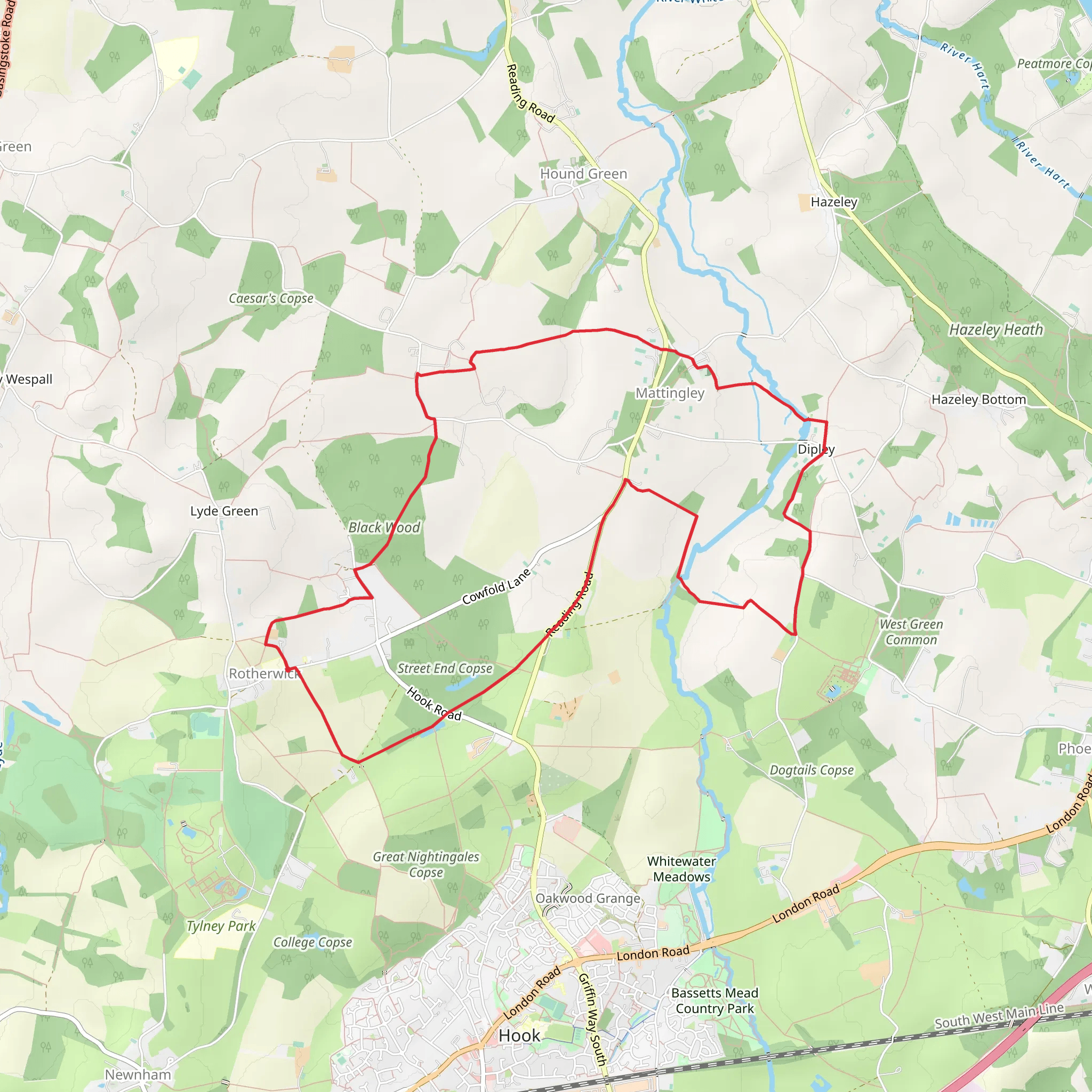 Street End Copse, Black Wood and Dipley Copse Loop mobile static map
