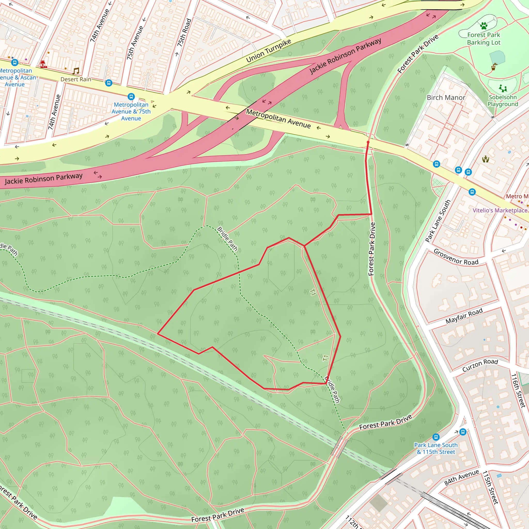 Yellow Trail Loop from Metropolitan Avenue mobile static map