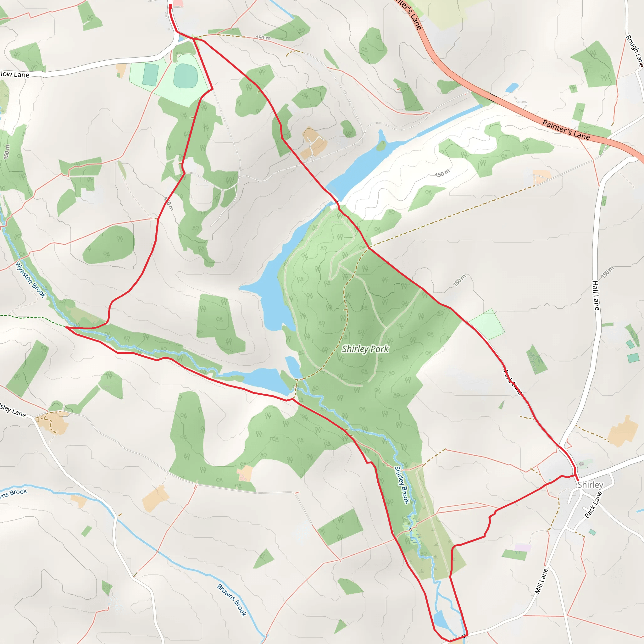 Osmaston Park and Shirley Park via Bonnie Prince Charlie Walk mobile static map
