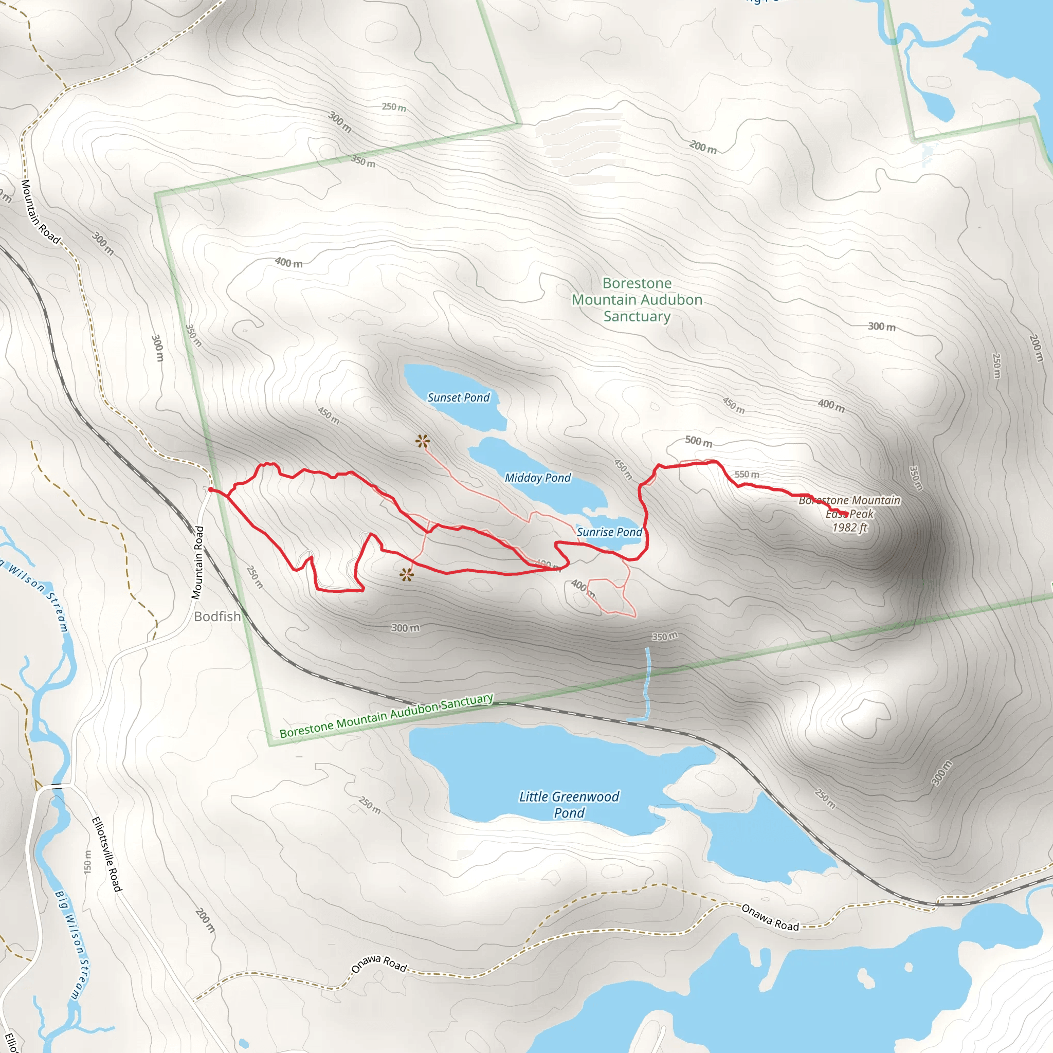 Borestone Mountain East Peak Loop mobile static map