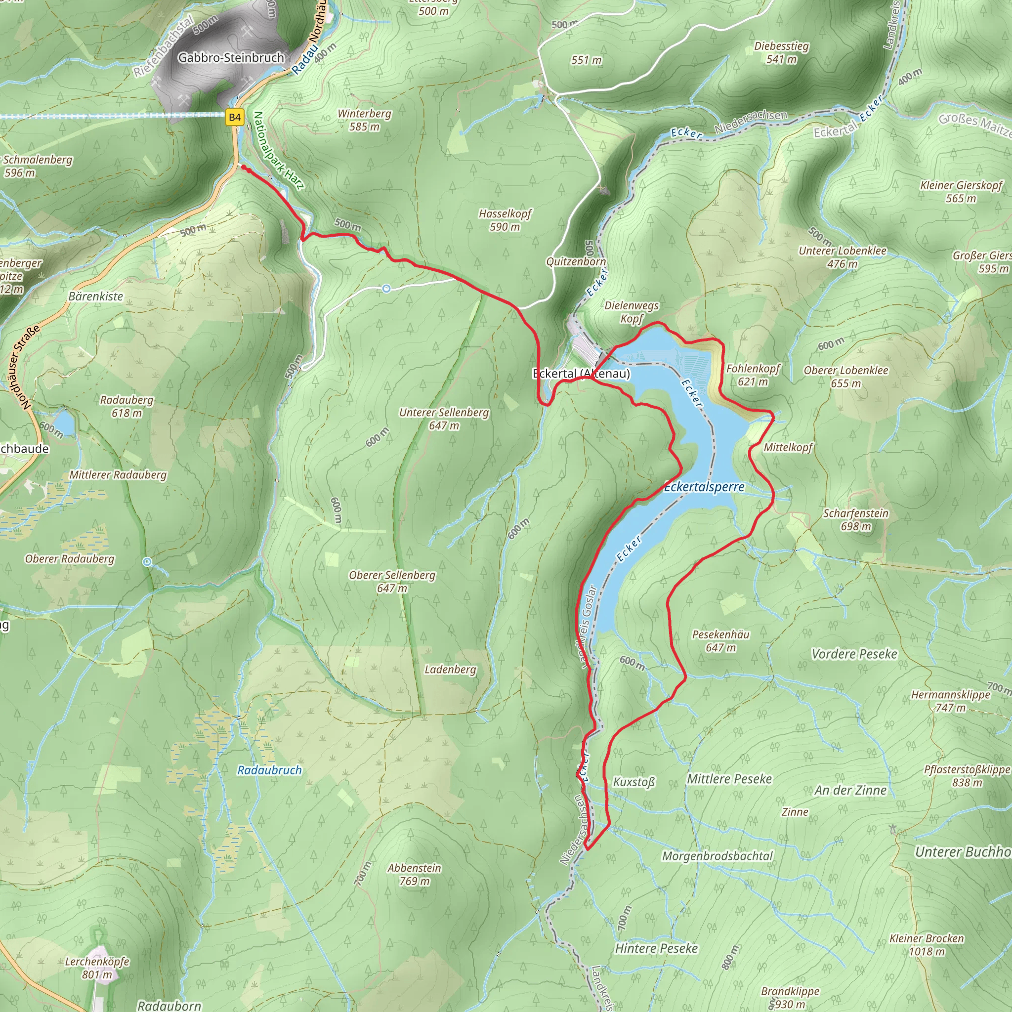 Eckertalsperren Rundweg mobile static map