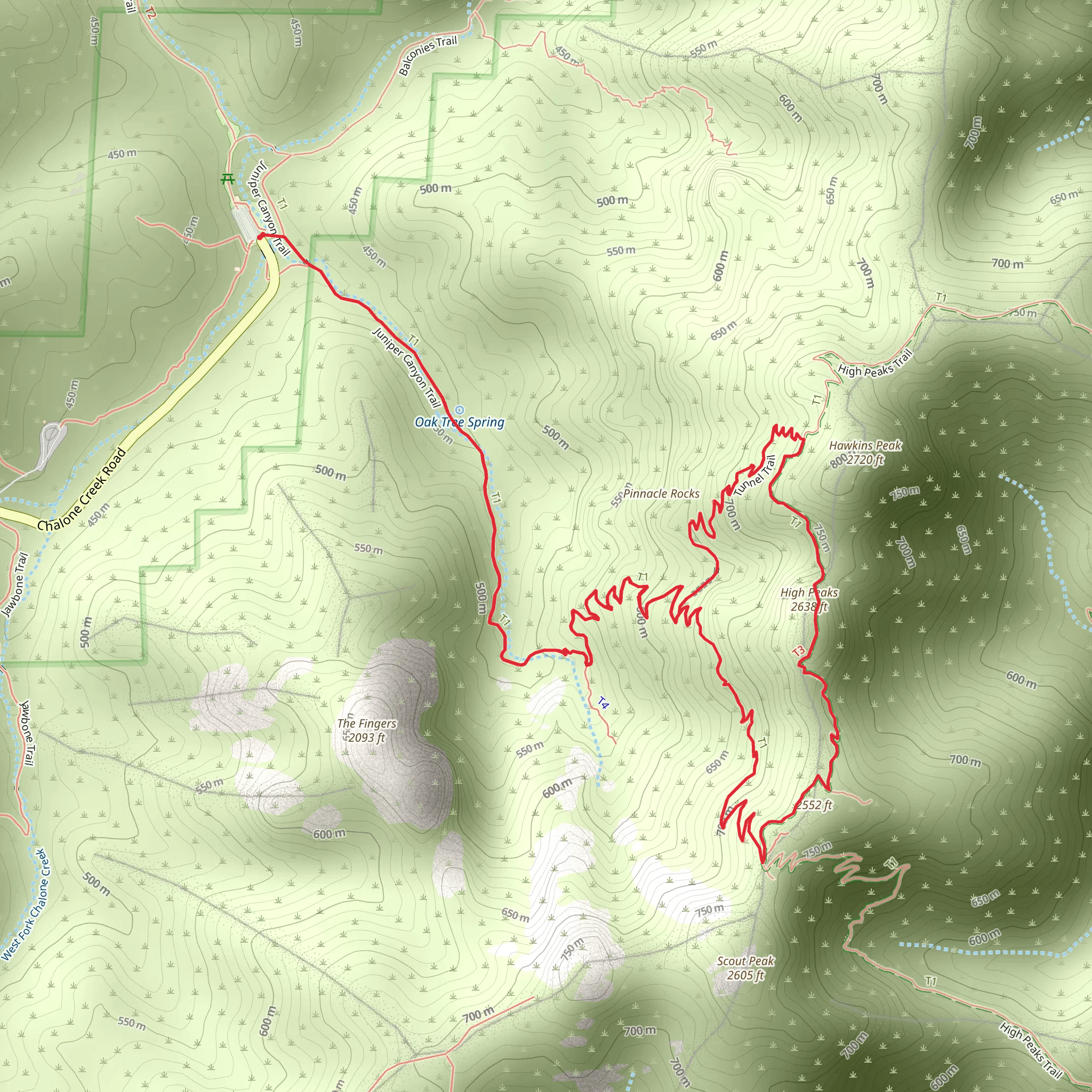 Juniper Canyon Trail to High Peaks mobile static map
