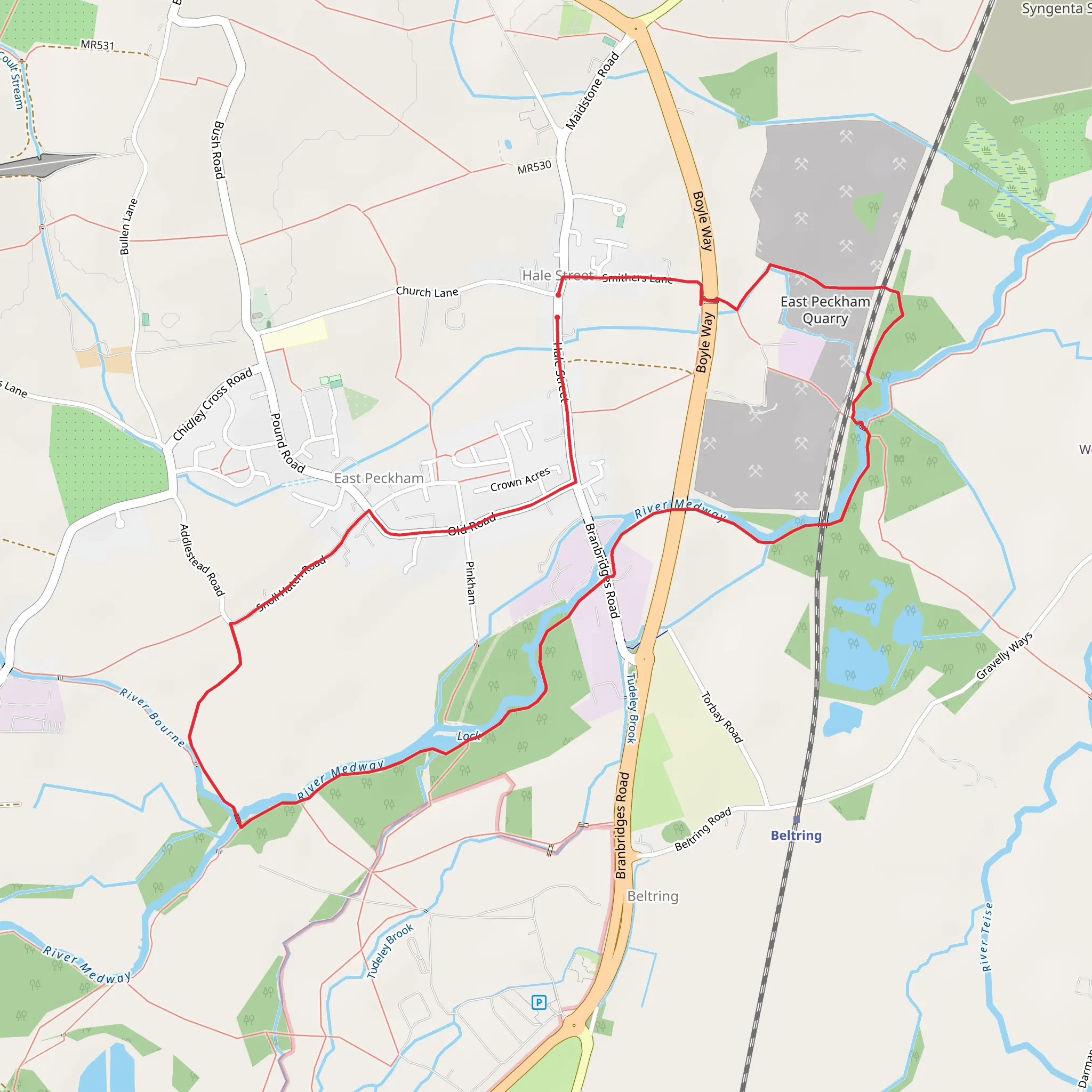 River Medway and Hale Street Loop mobile static map