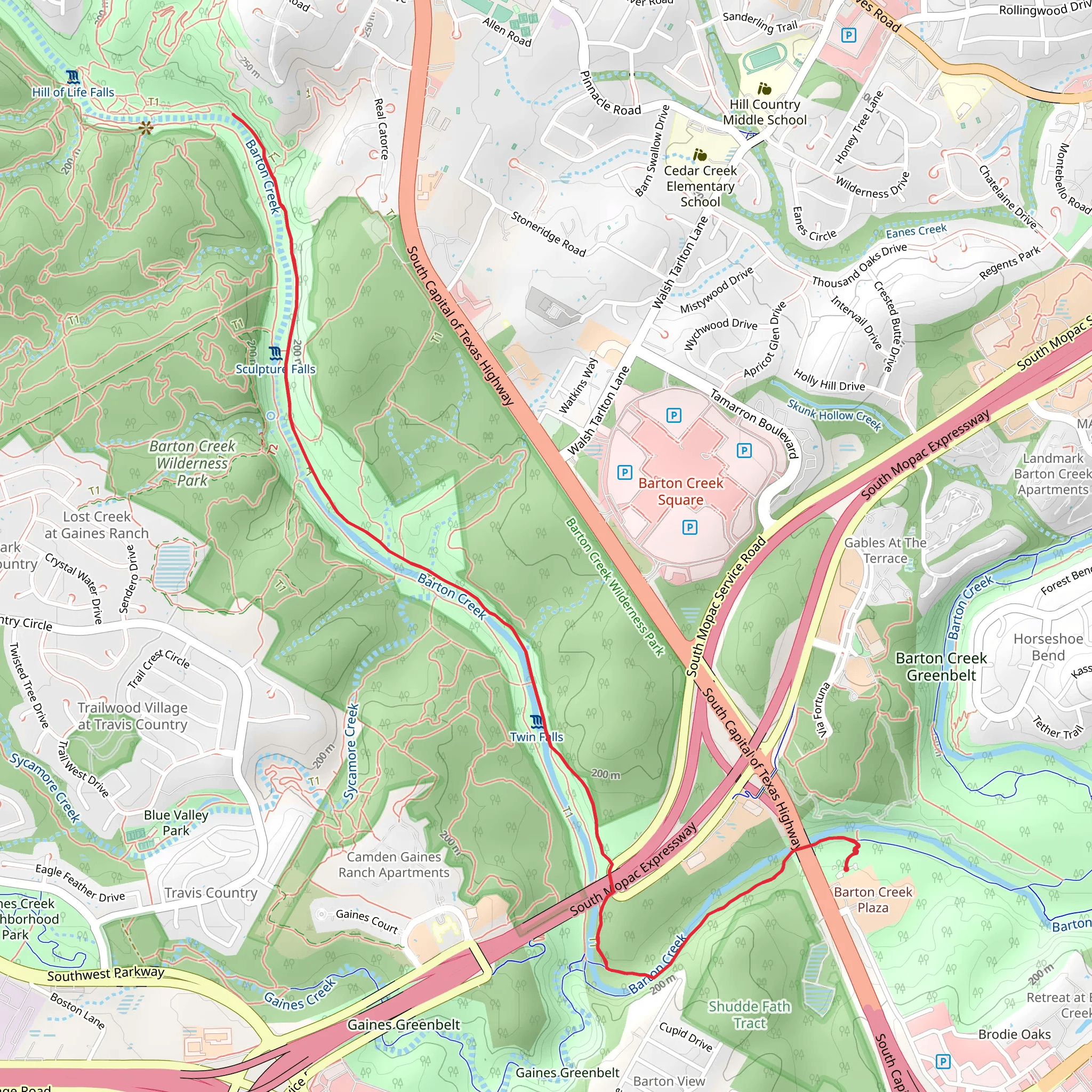 Barton Creek Greenbelt Trail mobile static map