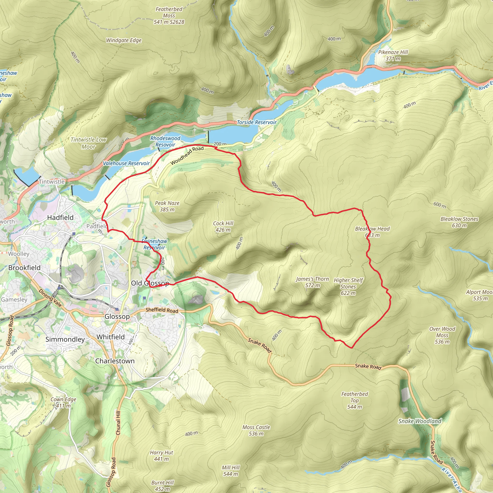 Bleaklow Head via Pennine Way and Doctor's Gate mobile static map