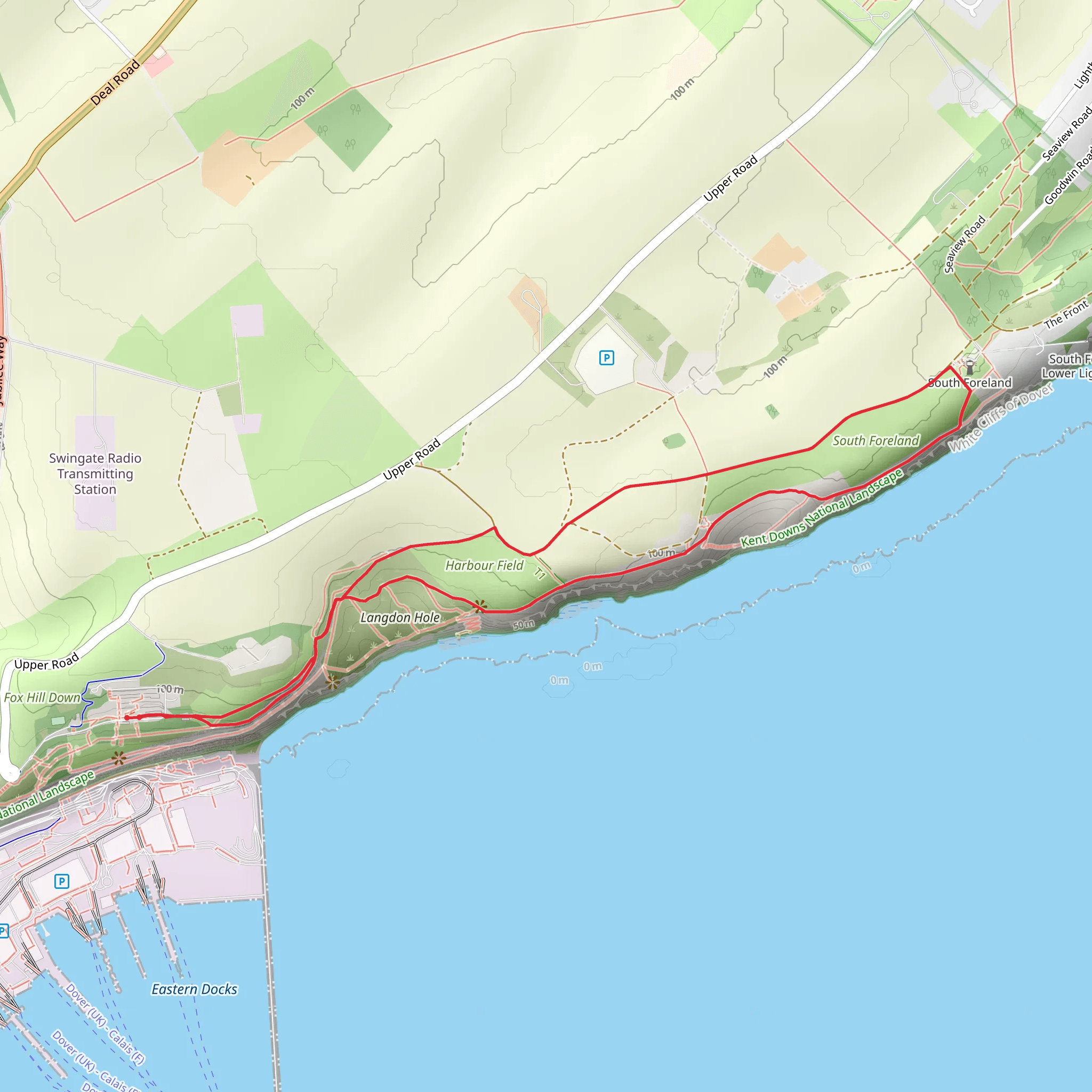 South Foreland Lighthouse via Saxon Shore Way mobile static map