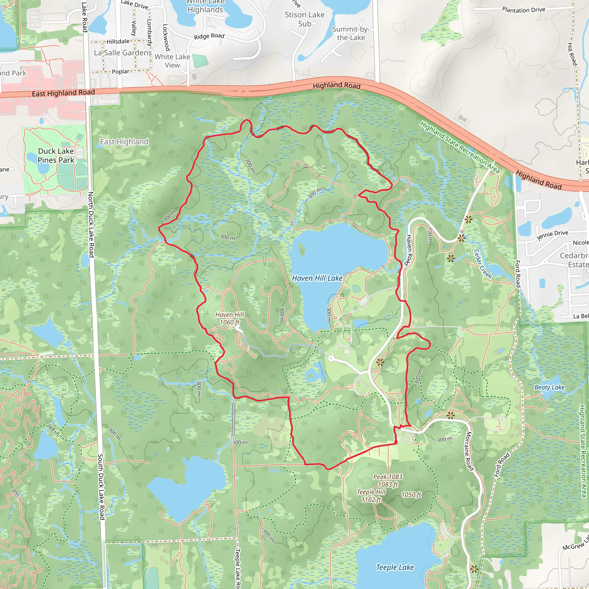 Haven Hill Lake and East Loop mobile static map