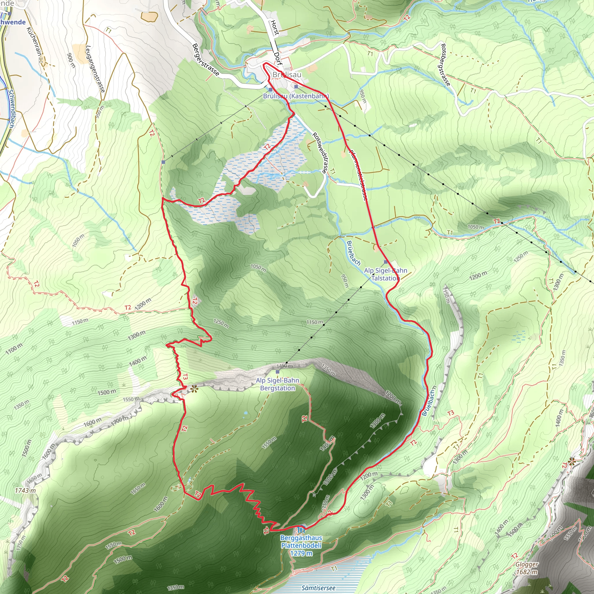 Brülisau - Plattenbödeli - Brülisau mobile static map