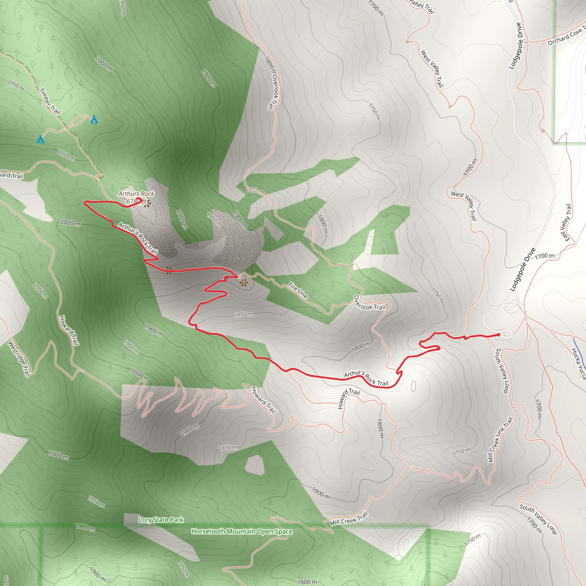 Arthur's Rock Trail mobile static map