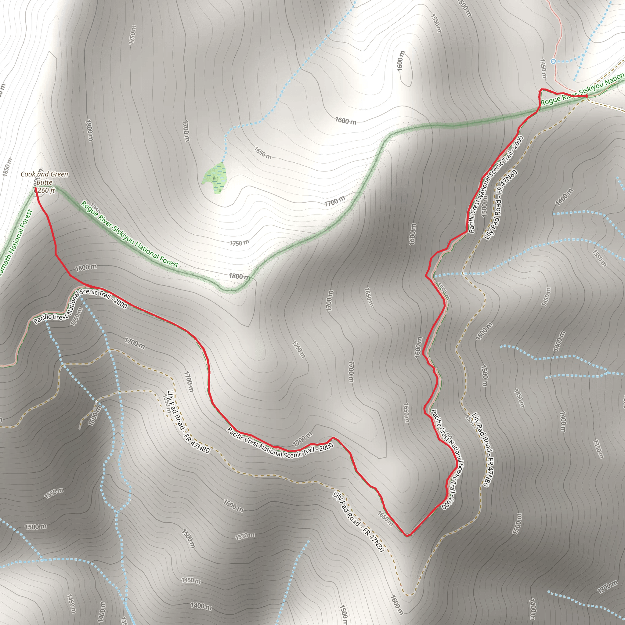 Cook and Green Butte via PCT mobile static map