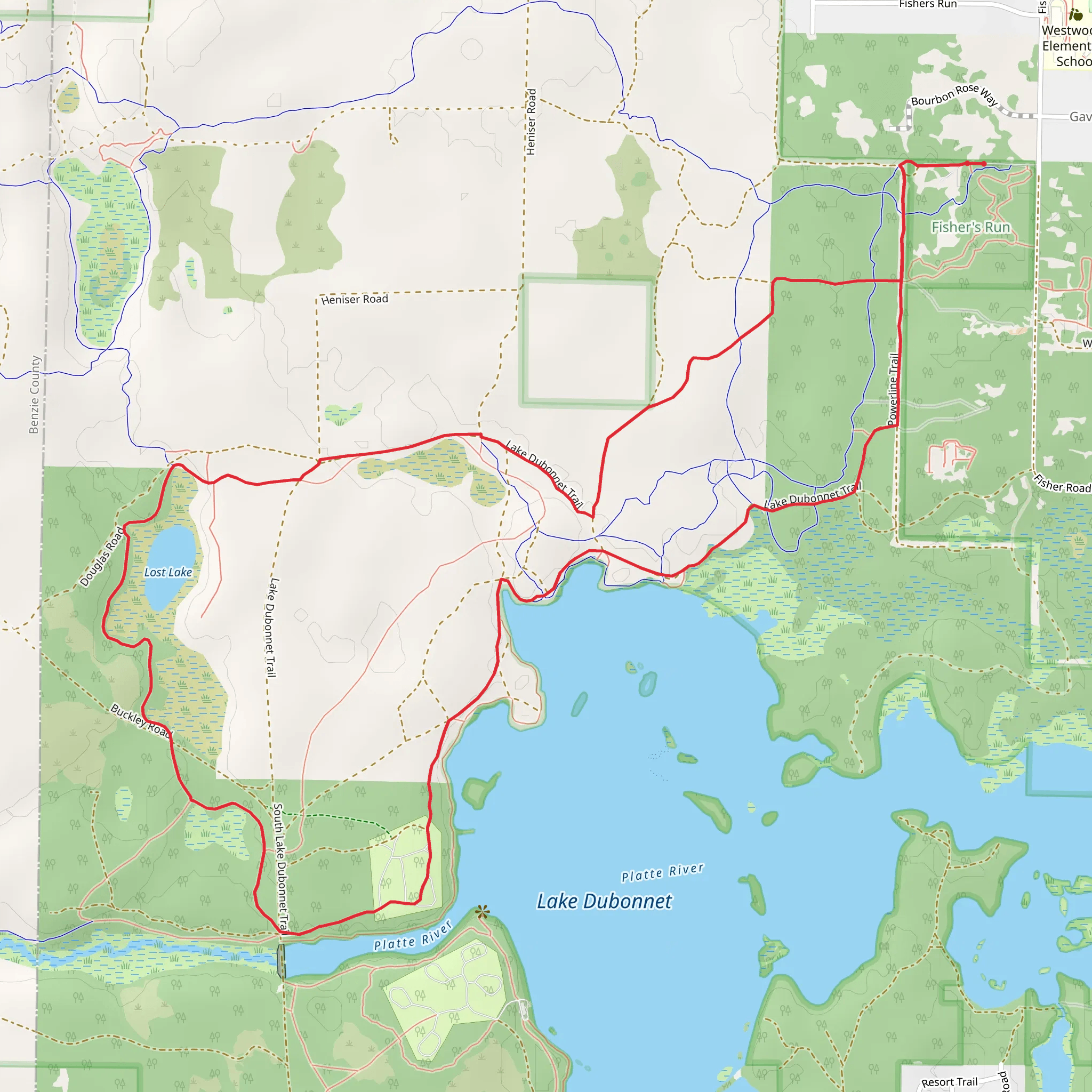 Lost Lake and Lake Dubonnet Loop Trail mobile static map