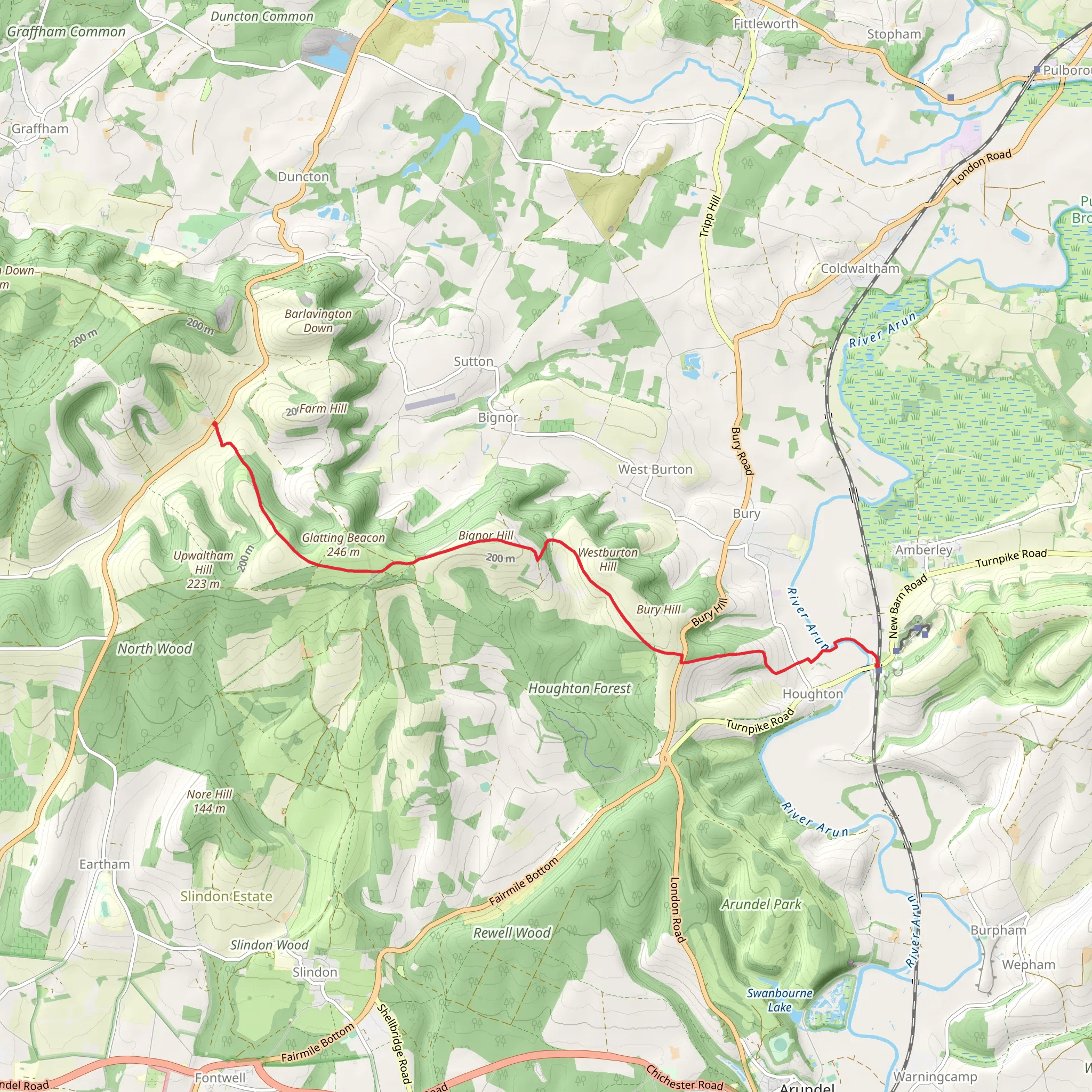 Littleton Farm to Amberley mobile static map