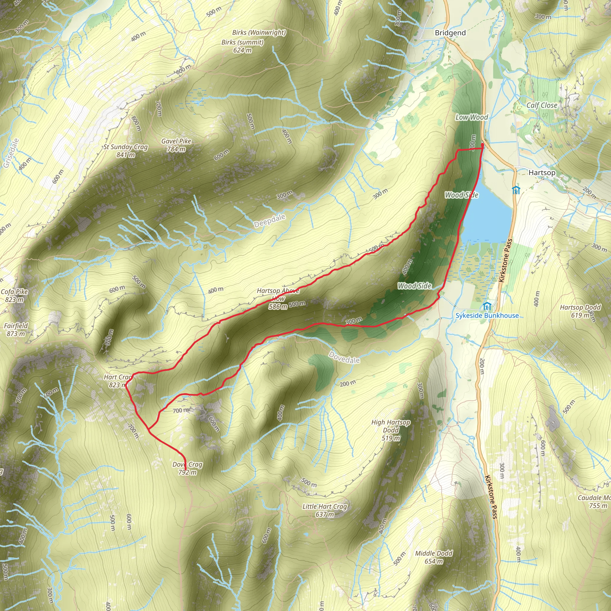 Dove Crag and Hart Crag Loop via Brothers Water Loch mobile static map
