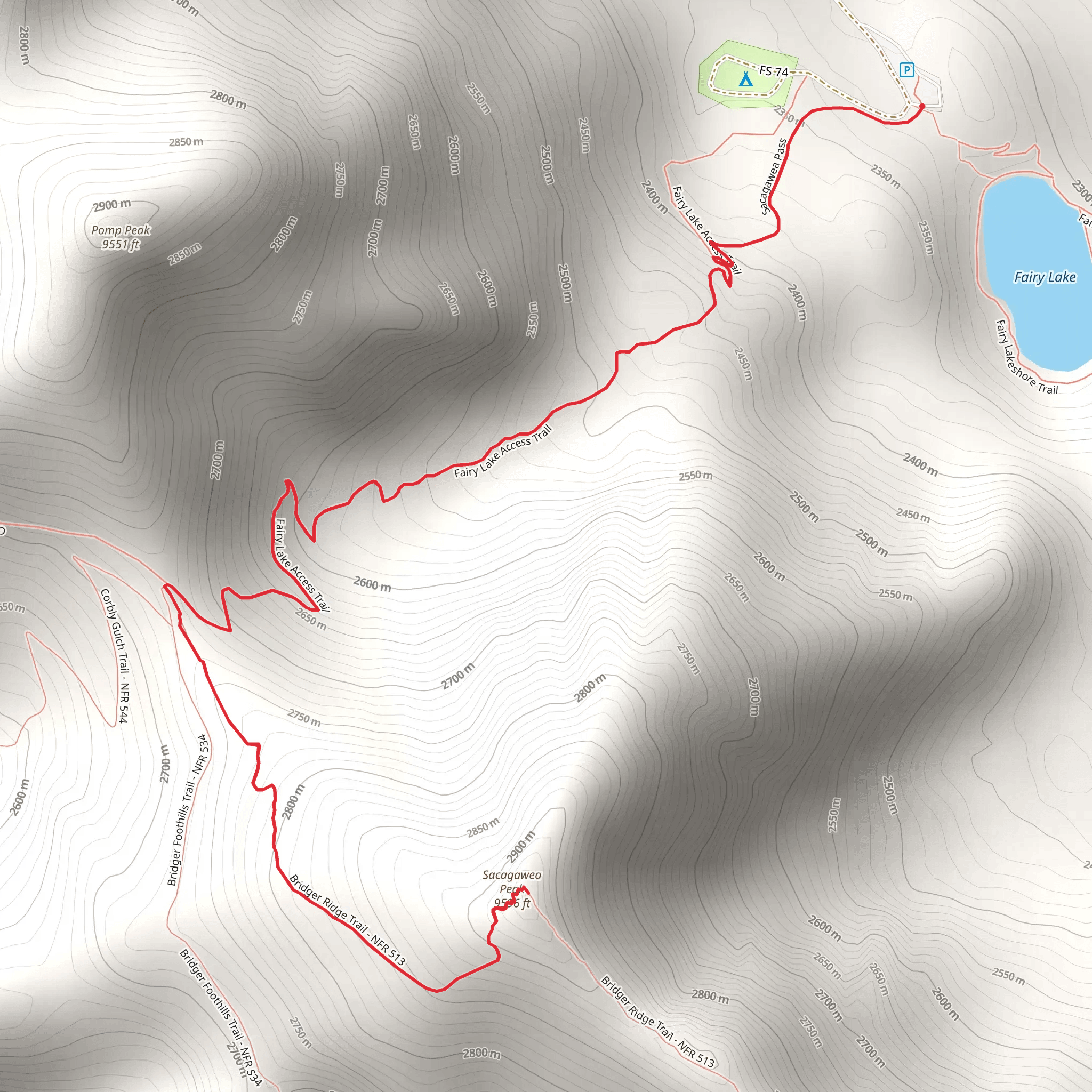 Sacagawea Pass and Peak mobile static map