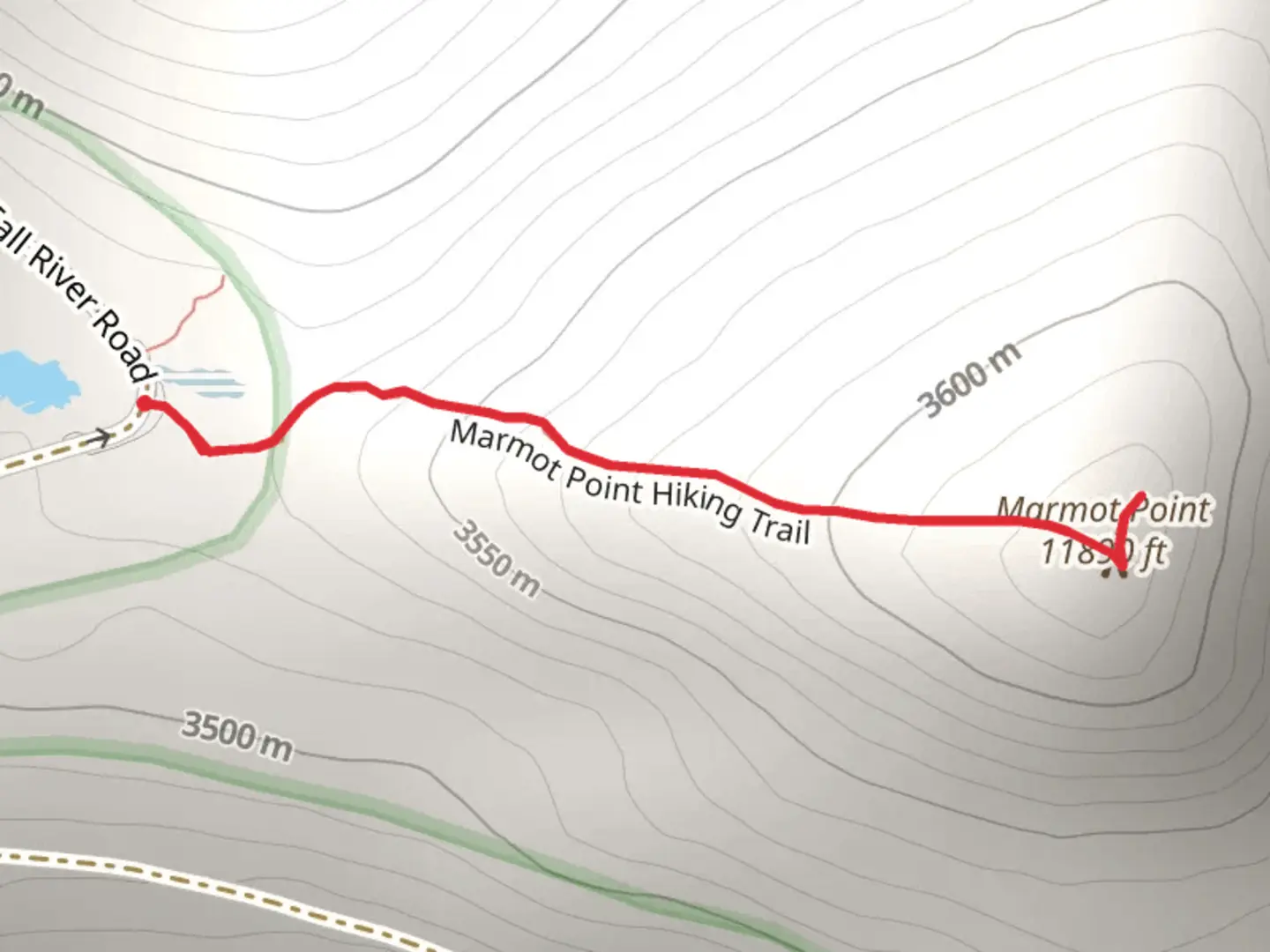 An image depicting the trail Marmot Point Hiking Trail and its surrounding area.