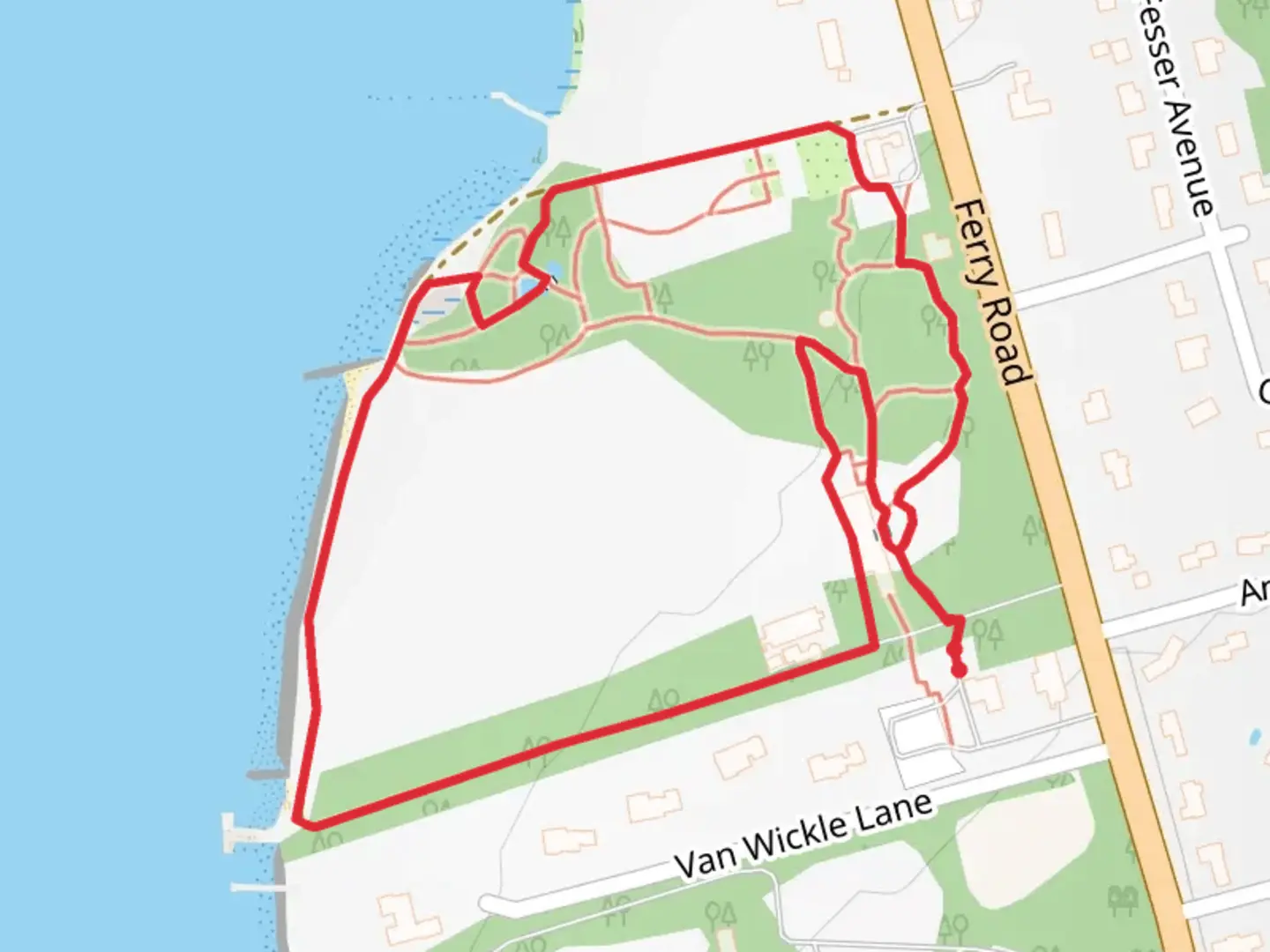 An image depicting the trail Bristol Harbor Overlook Trail and its surrounding area.