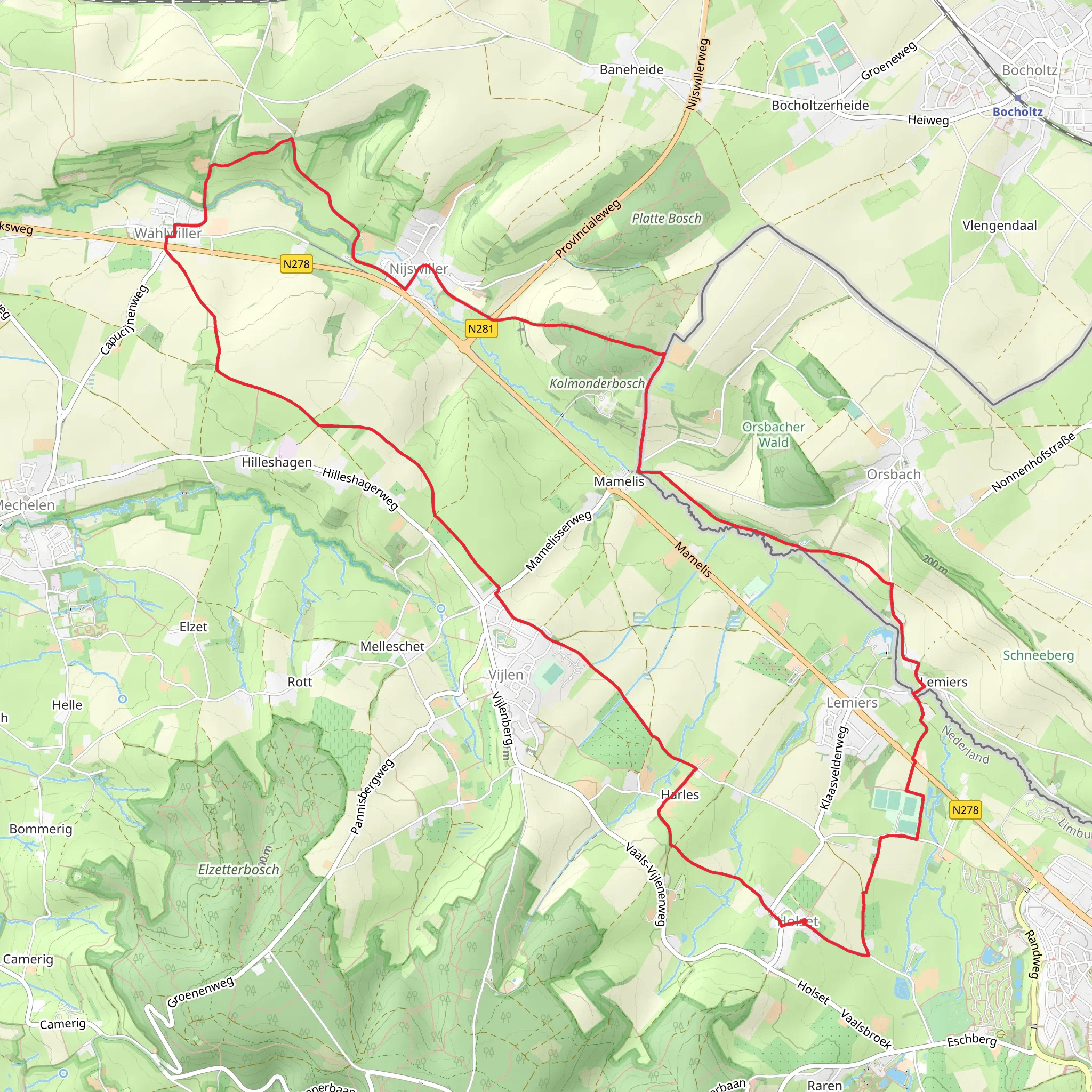 Wahlwiller Graven, Kolmonder Bosch and Kasteel Lemiers Loop mobile static map