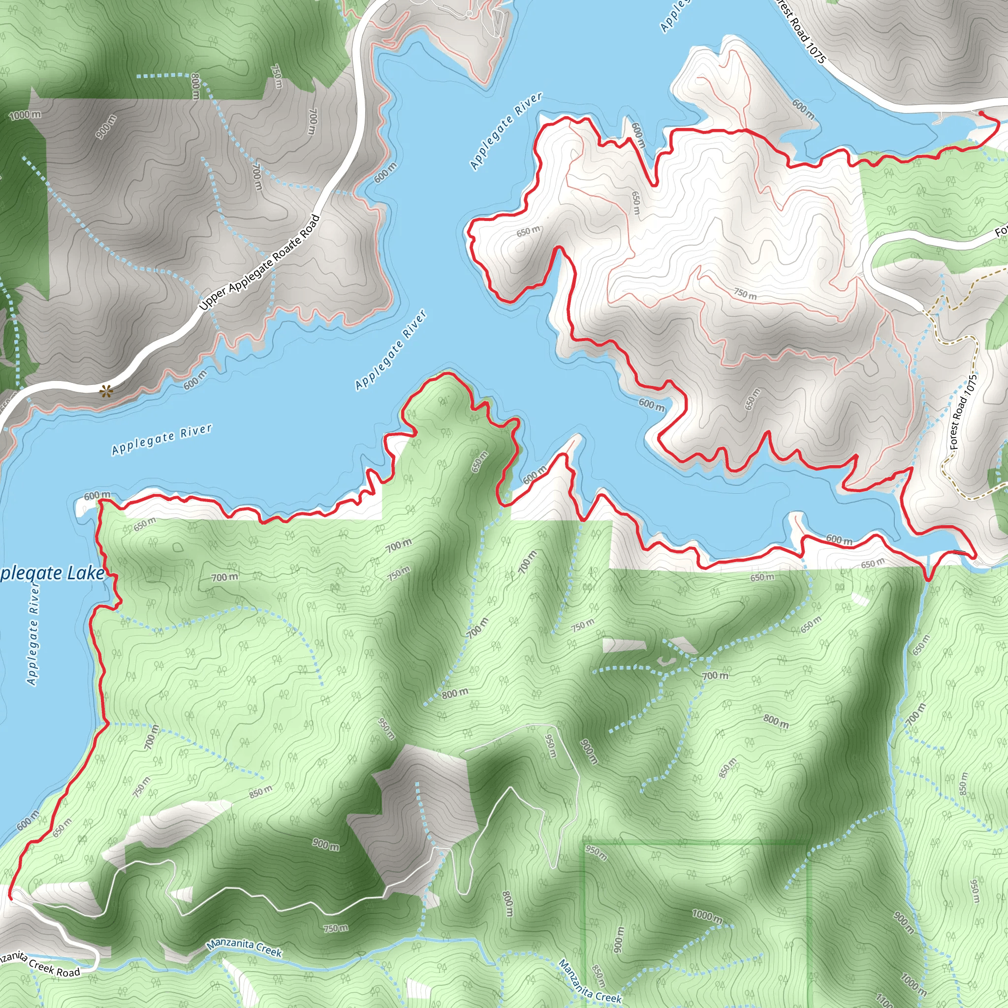 Applegate Lake via Payette Trail mobile static map