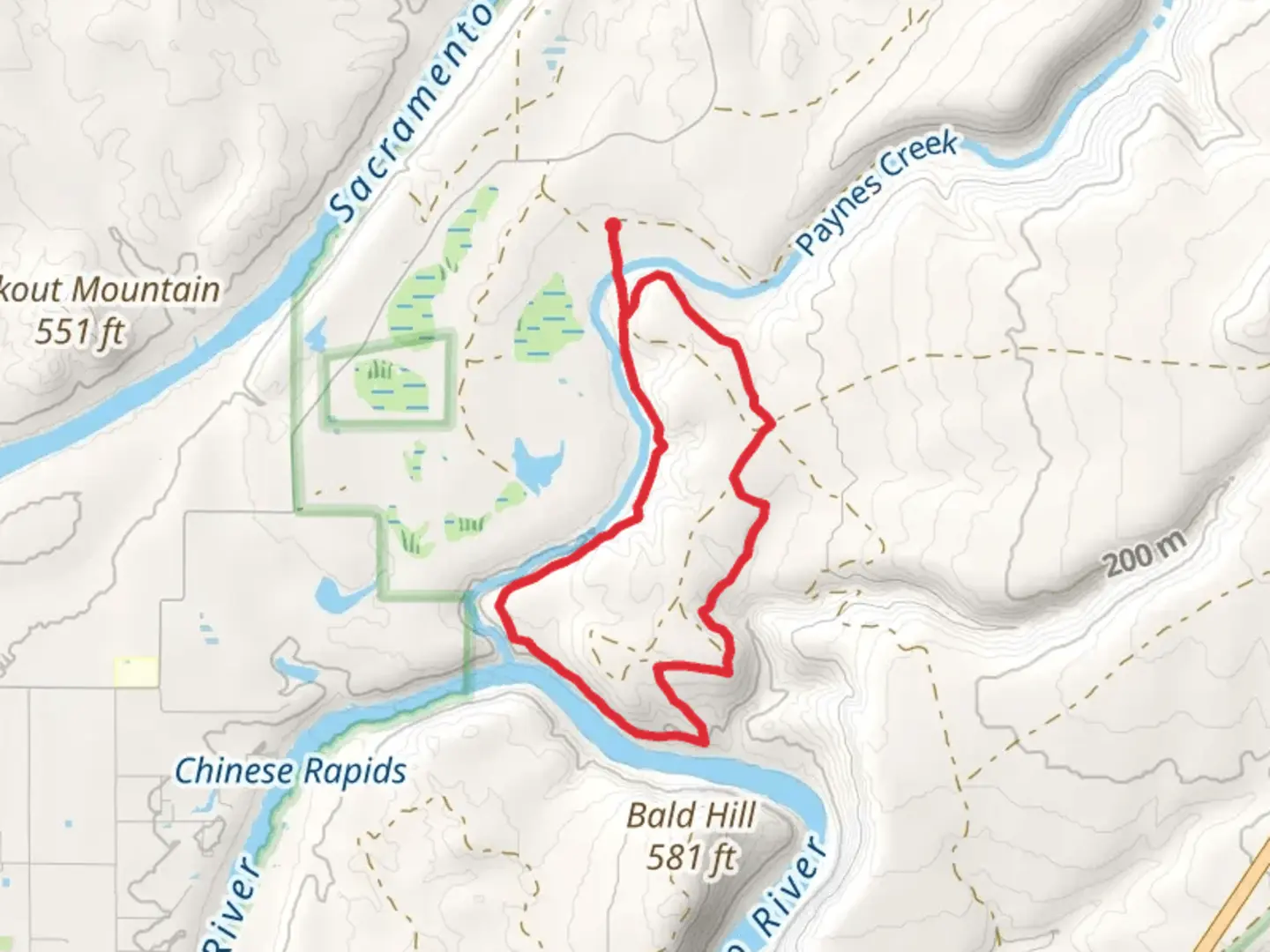 An image depicting the trail Paynes Creek and Flume Vista Loop Trail and its surrounding area.