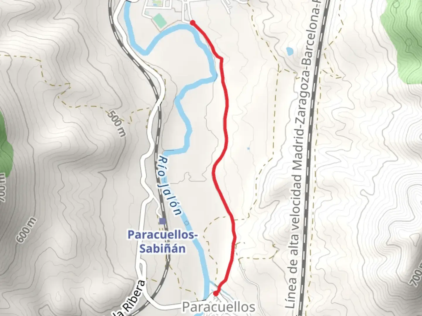 An image depicting the trail Sabinan - Parcuellos de la Ribera SL Z 59 and its surrounding area.