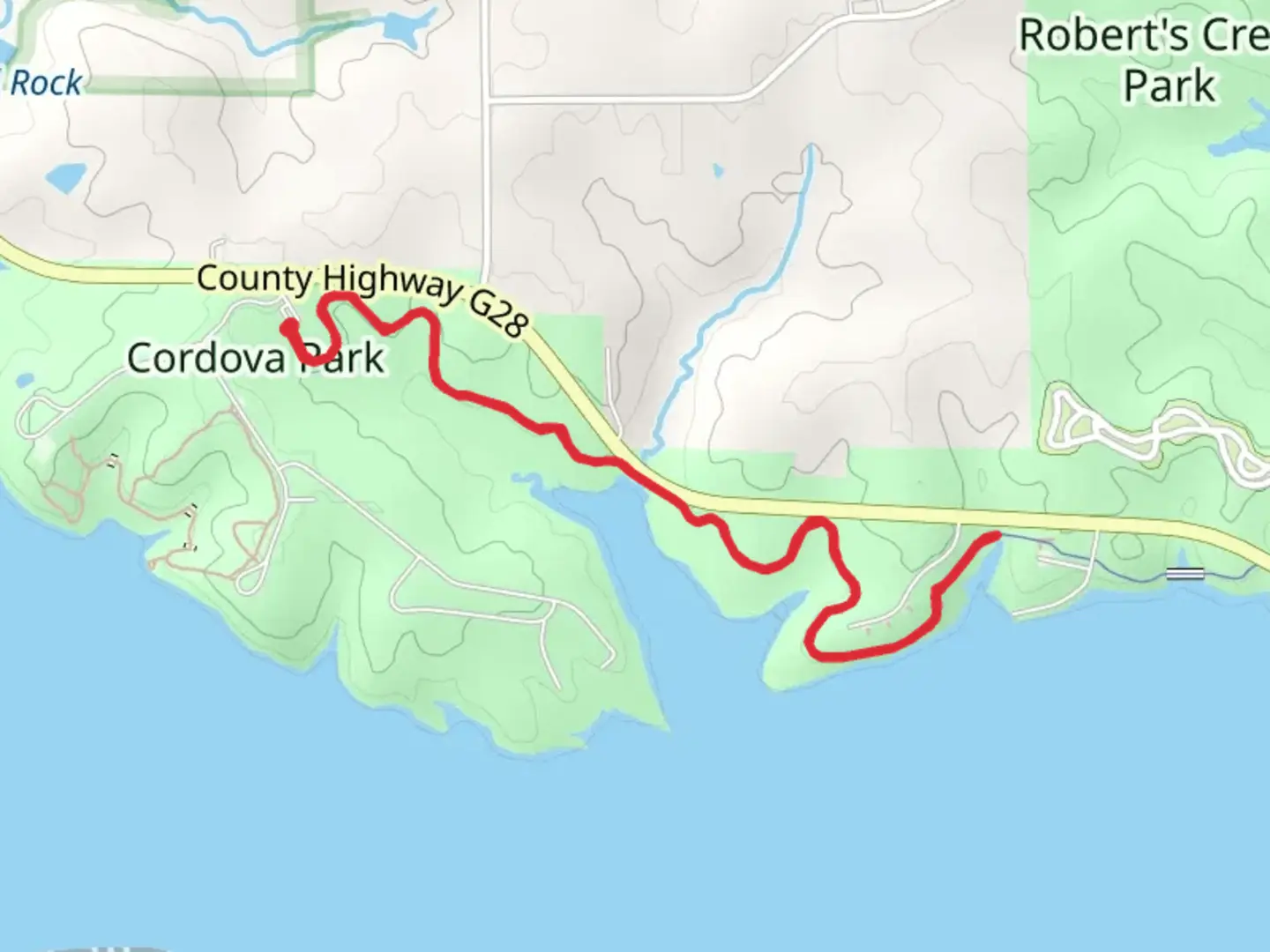 An image depicting the trail Cordova Park Walk and its surrounding area.