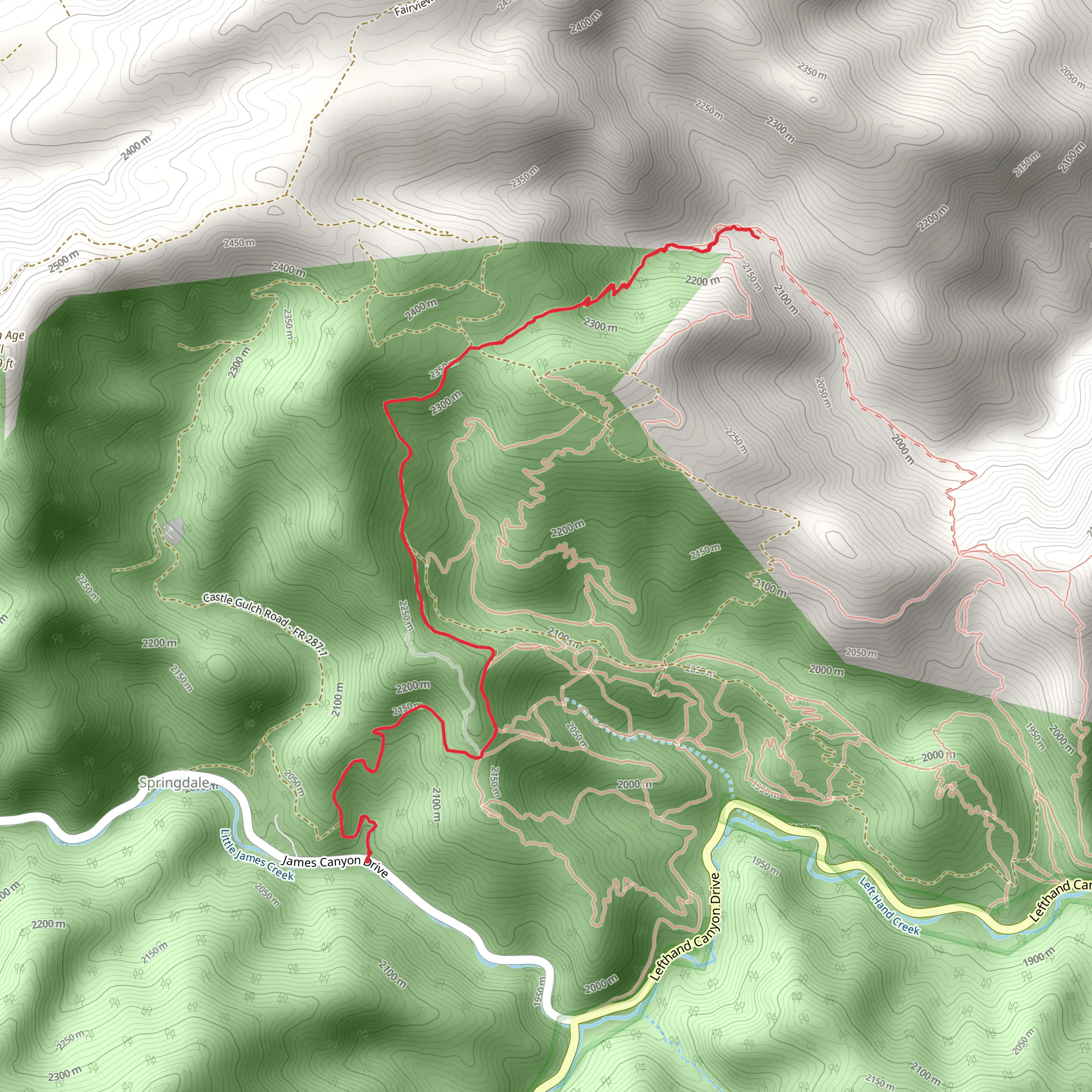 Spruce Gulch Single Track Trail mobile static map