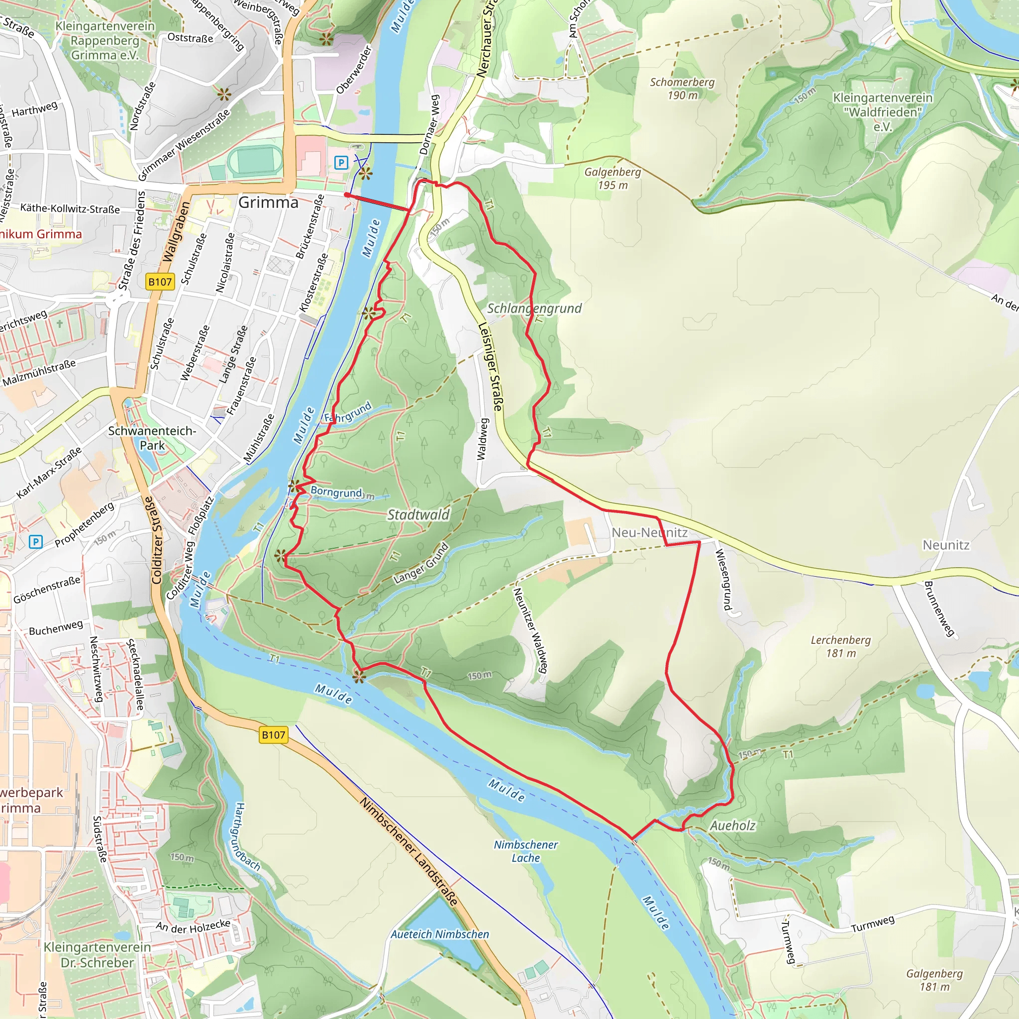Stadtwald, Rabenstein and Schlangegrund Loop mobile static map