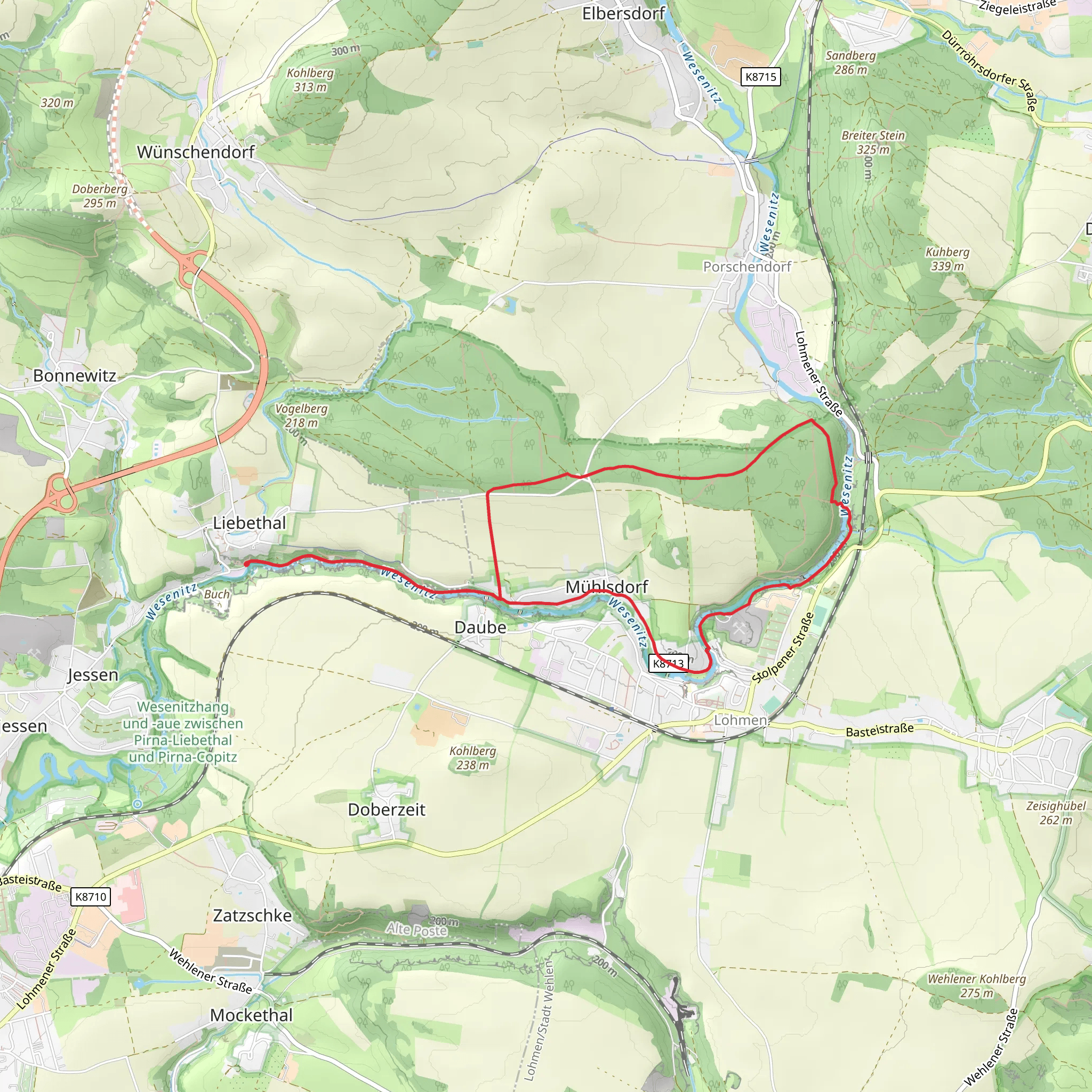 Wesenitztalweg and Wesenitz Loop mobile static map