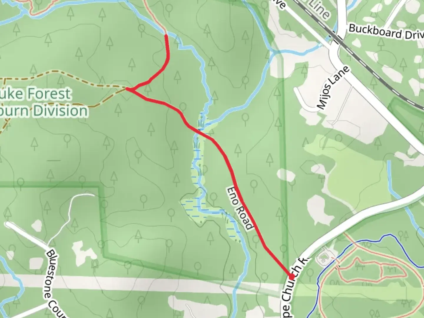 An image depicting the trail New Hope Church Road Out and Back and its surrounding area.