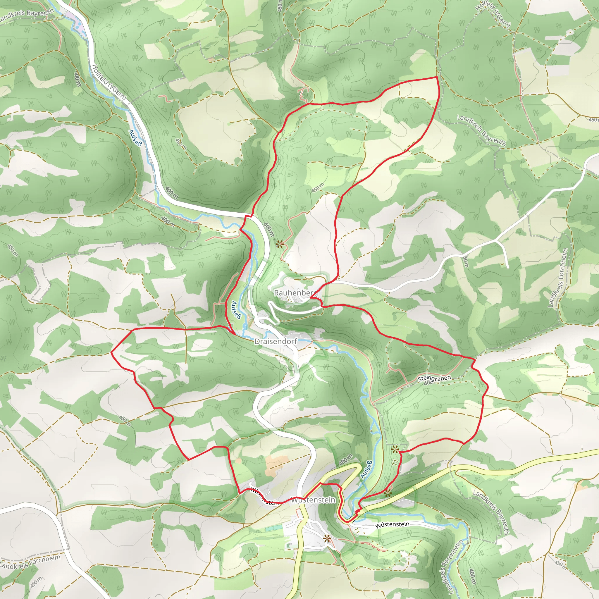 Aufsess Rundwanderweg Gelber Ring Loop mobile static map