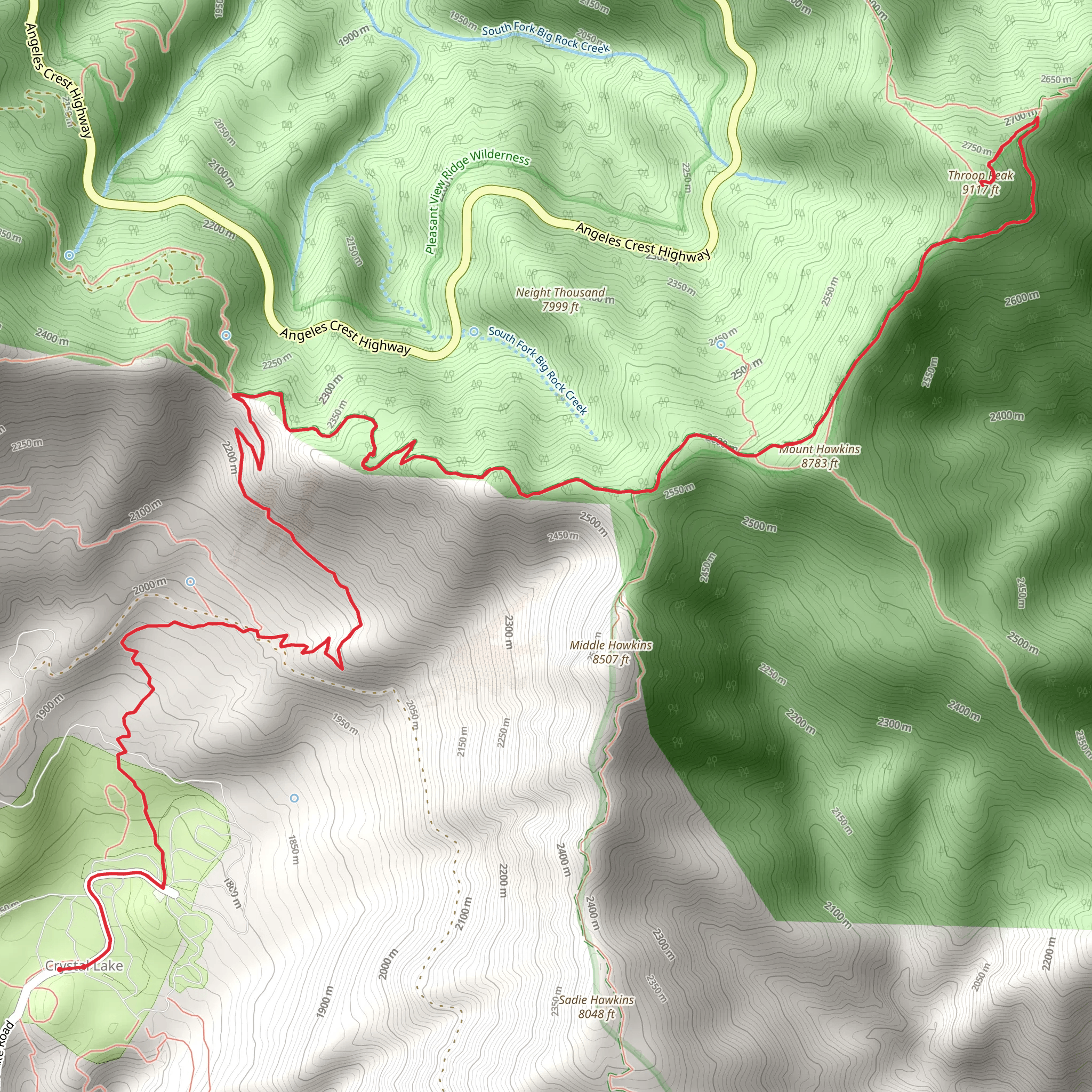 Throop Peak via Windy Gap Trail mobile static map