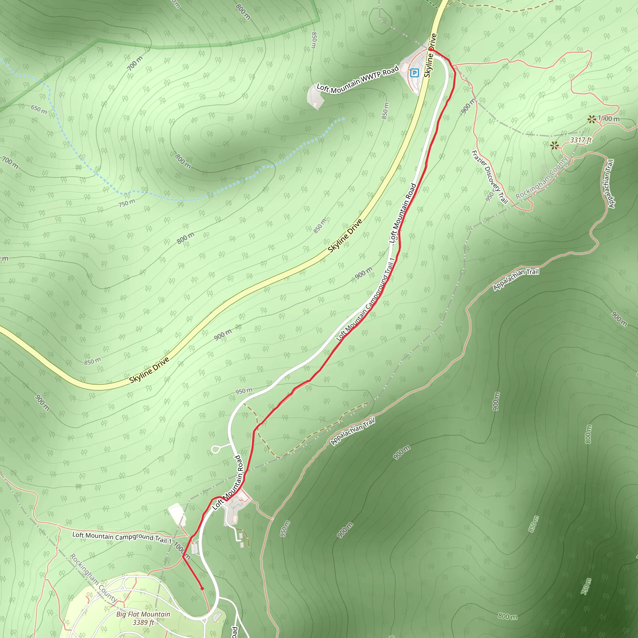 Loft Mountain Campground Trail mobile static map