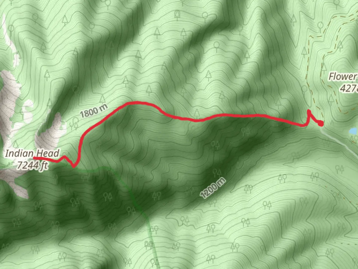 An image depicting the trail Indian Head Trail and its surrounding area.