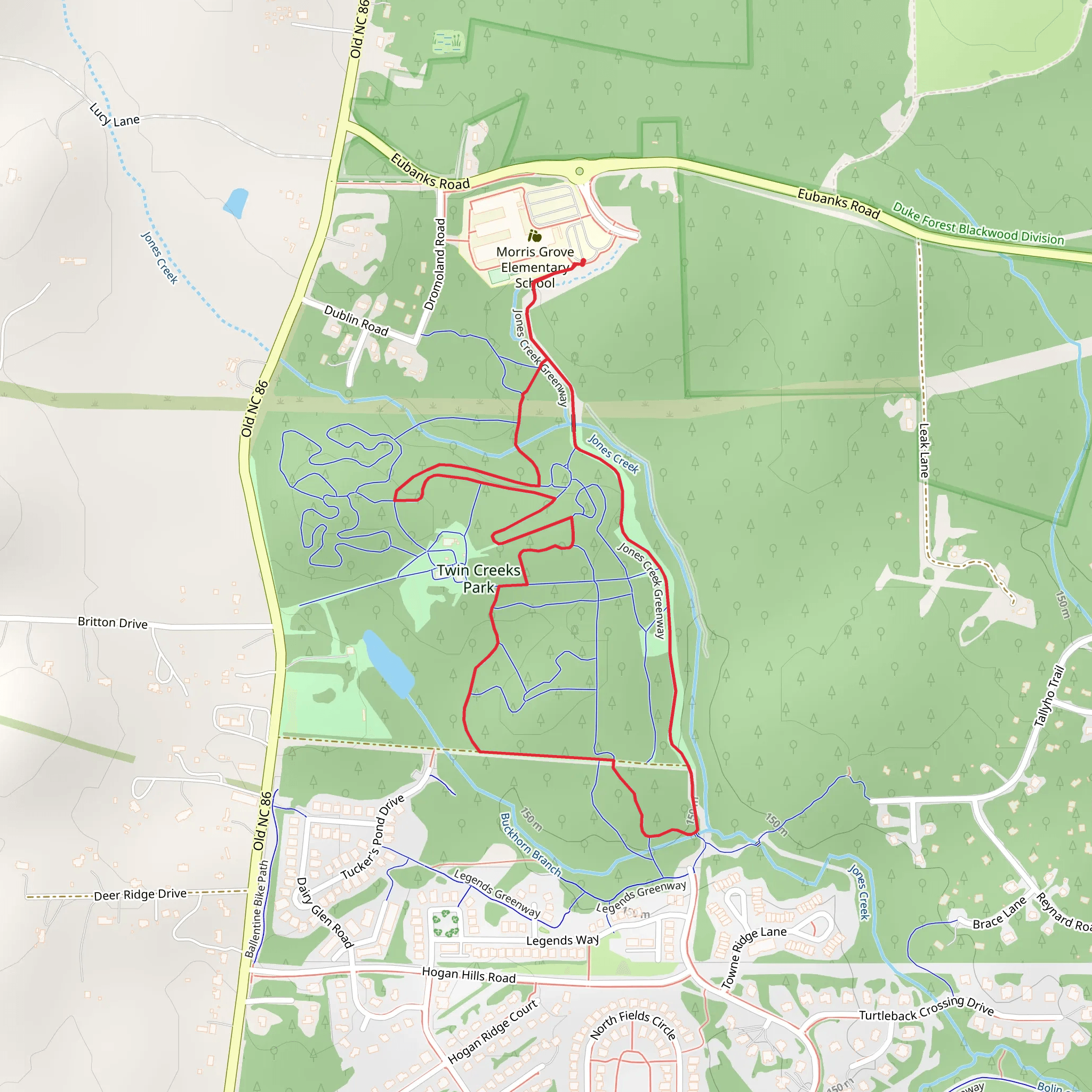 Jones Creek Greenway and Twin Creeks Park Loop mobile static map